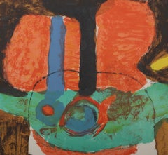 Modern Portrait, Art Brut Lithograph by Slavko Kopac