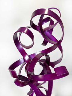 Beautiful Purple Chaos colorful metal 3D sculpture made of bent steel