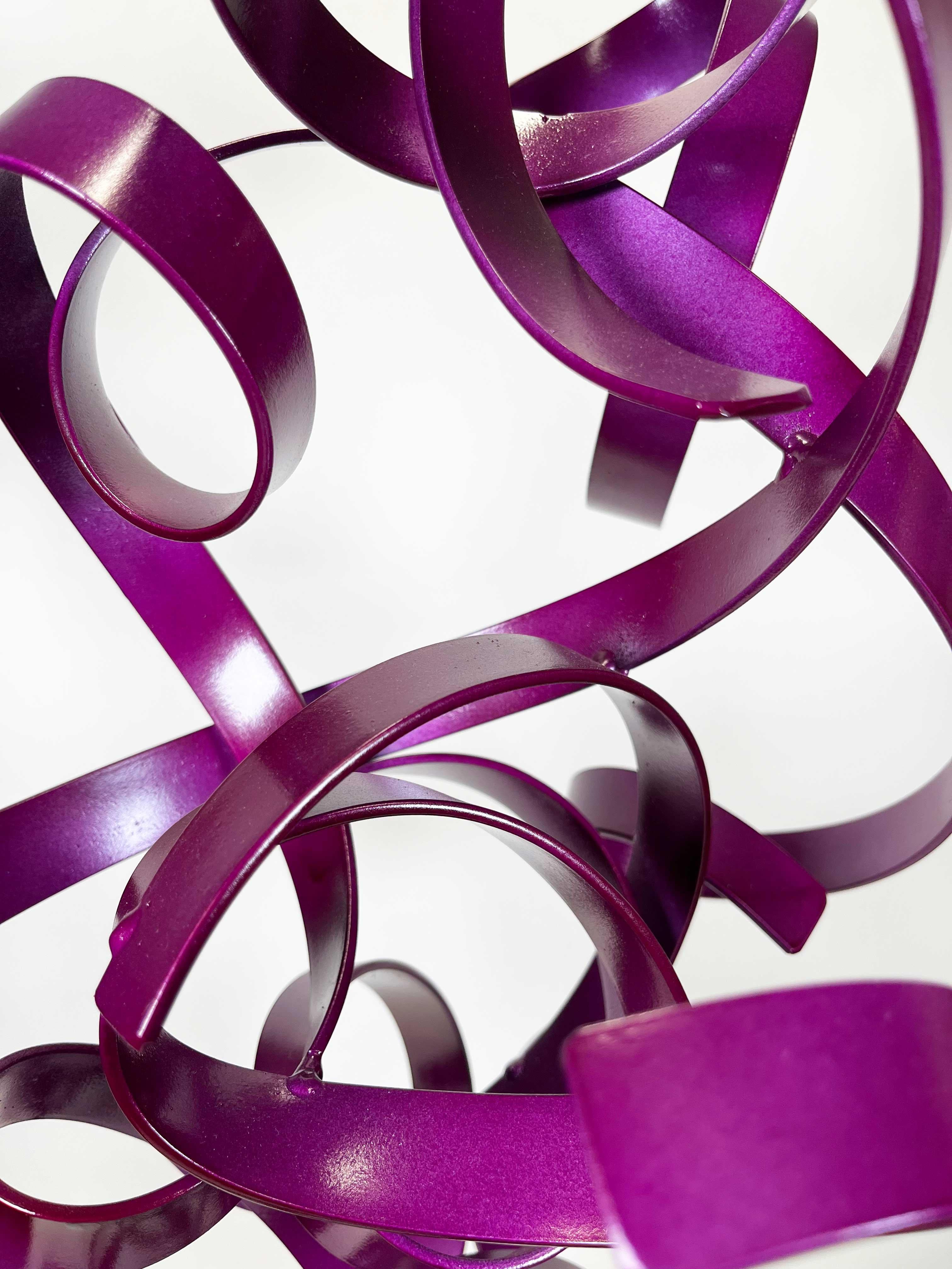Belle sculpture 3D en métal coloré Purple Chaos en acier plié  en vente 2
