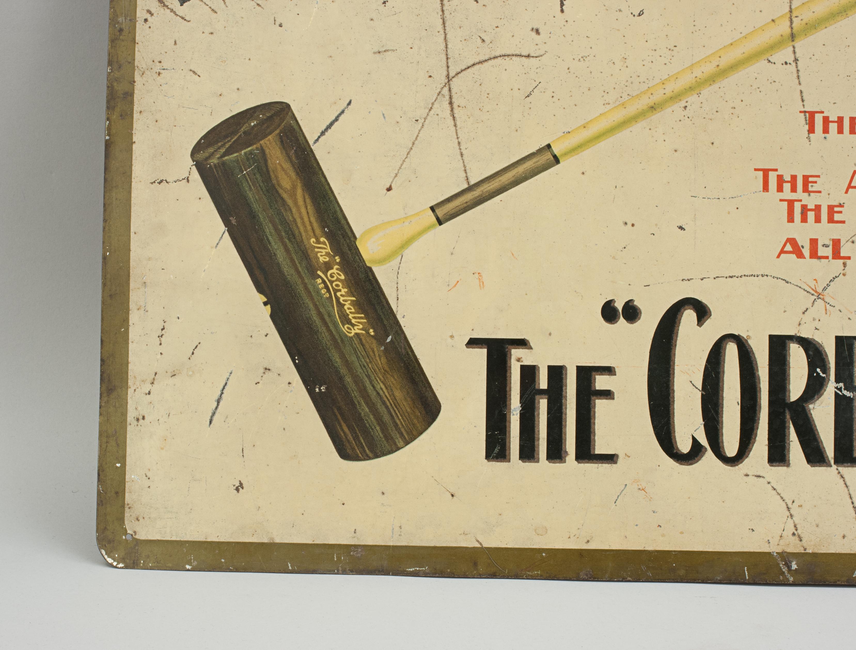 Early 20th Century Slazenger 'the Corbally' Croquet Mallet Advertising Sign