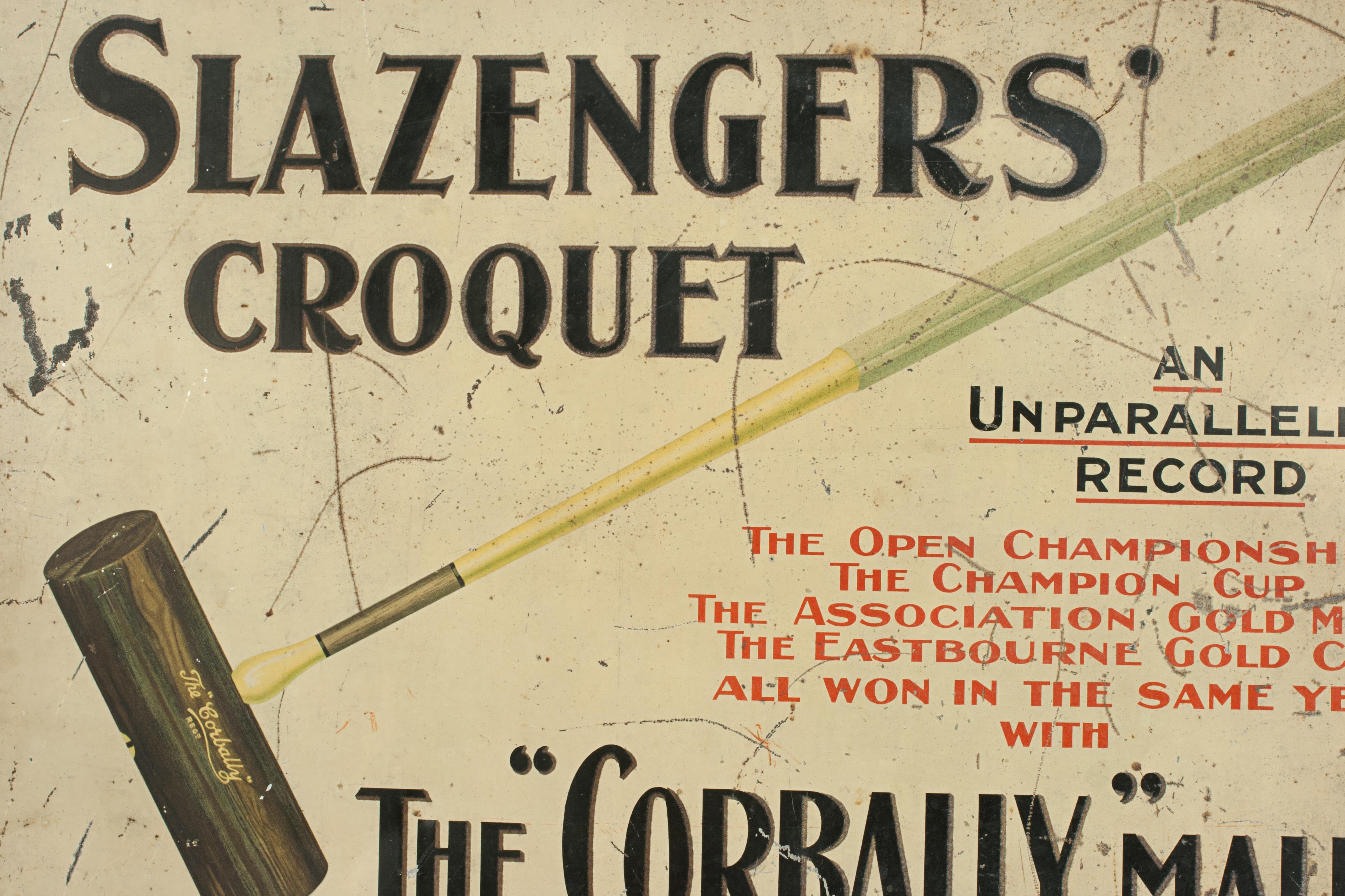 Tin Slazenger 'the Corbally' Croquet Mallet Advertising Sign
