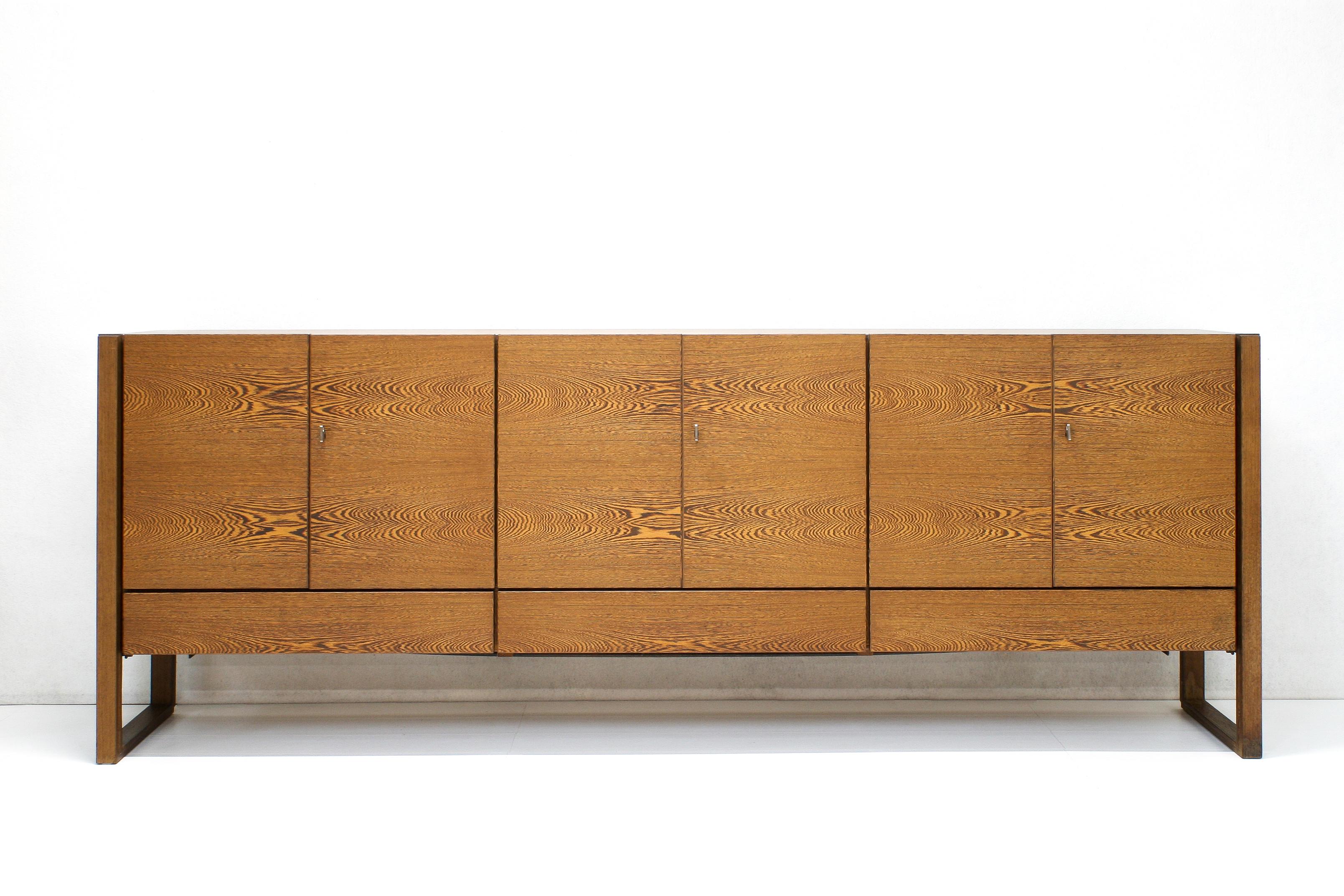 Mid-Century Modern Sled Base Sideboard in Wengé from N-Line International, Belgium, 1970s For Sale