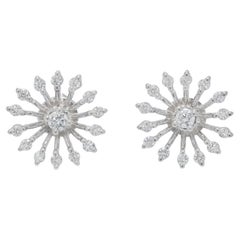 Sleek 0.64ct Natural Diamond 18K White Gold Stud Earrings