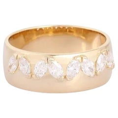 Sleek 14K (or 18k upon request) Yellow Gold Marquise Diamond Ring