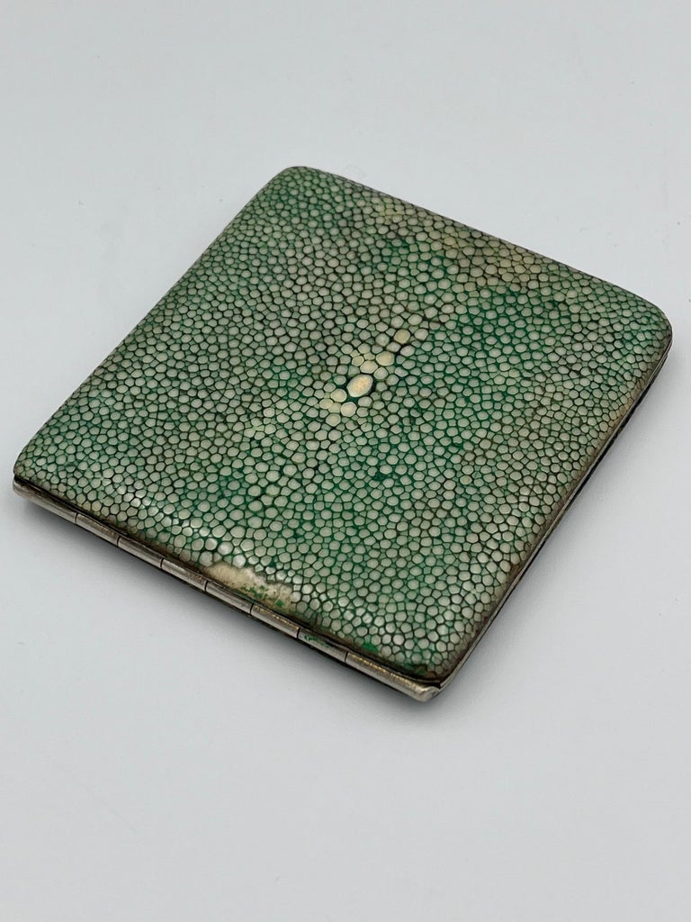 shagreen cigarette case Sleek 1930s Art Deco Shagreen Cigarette Case with Golden Interior For Sale  at 1stDibs