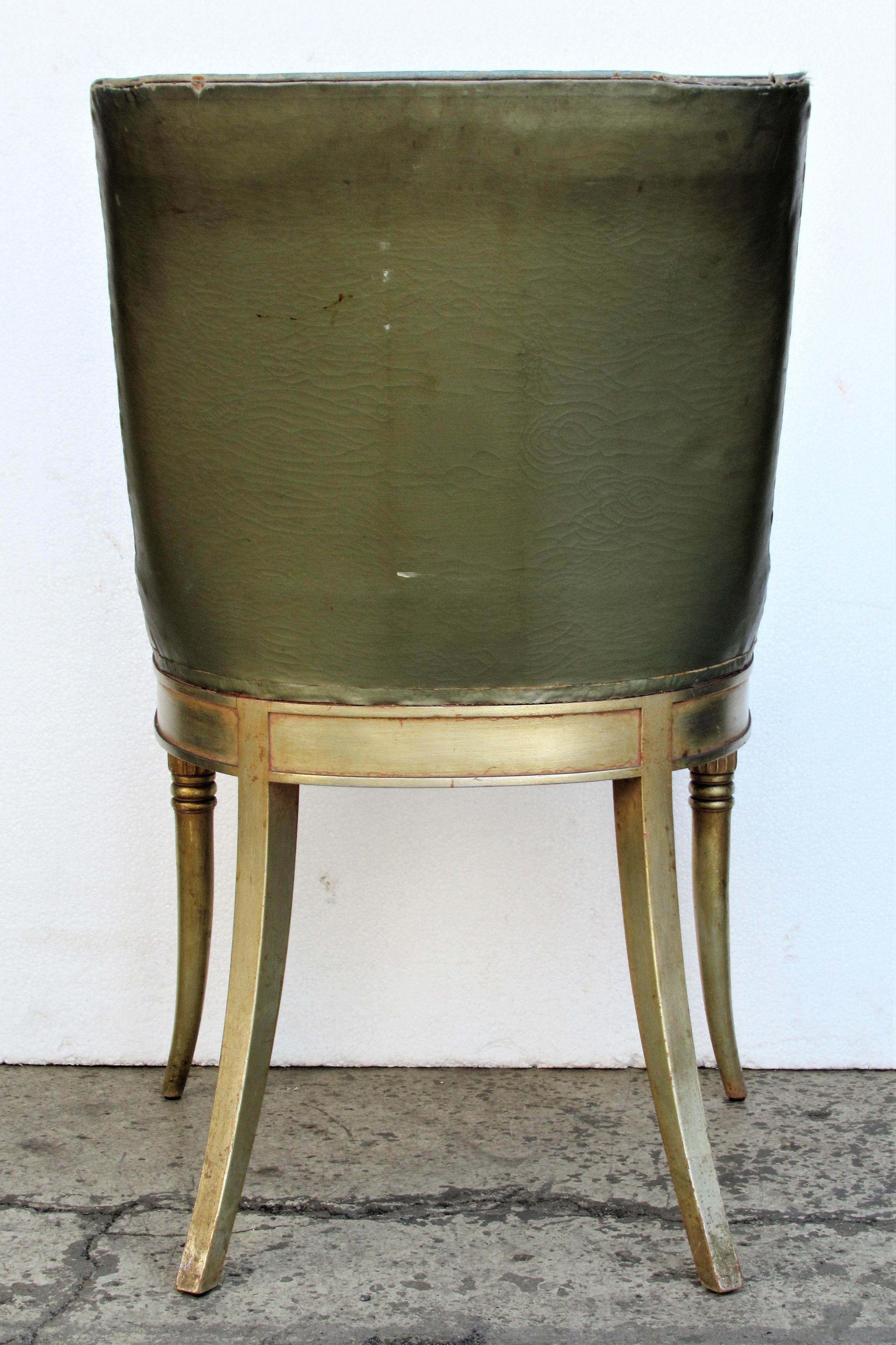 Sleek 1940s Regency Silver Leaf Chair 6