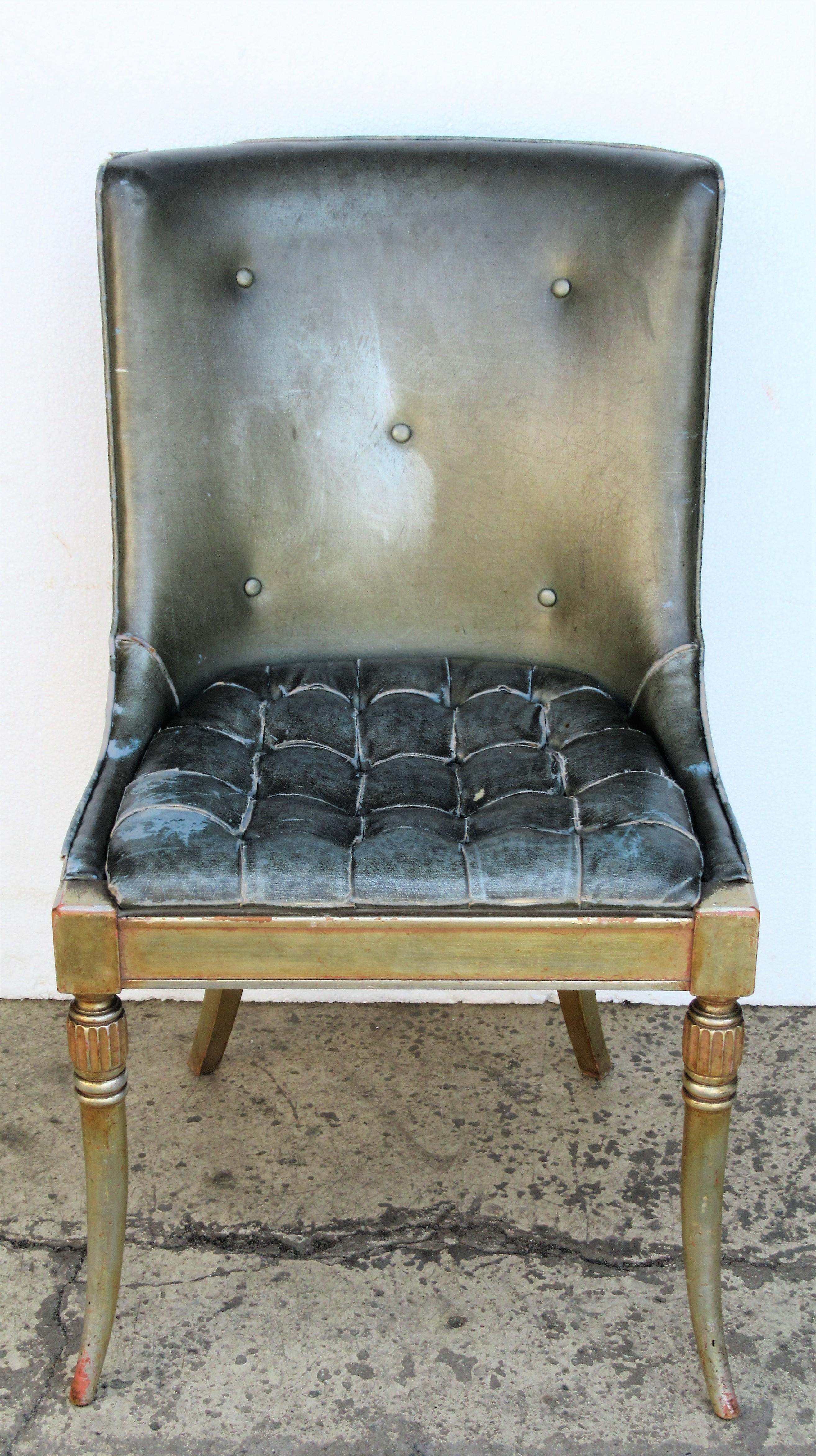 Sleek 1940s Regency Silver Leaf Chair 7