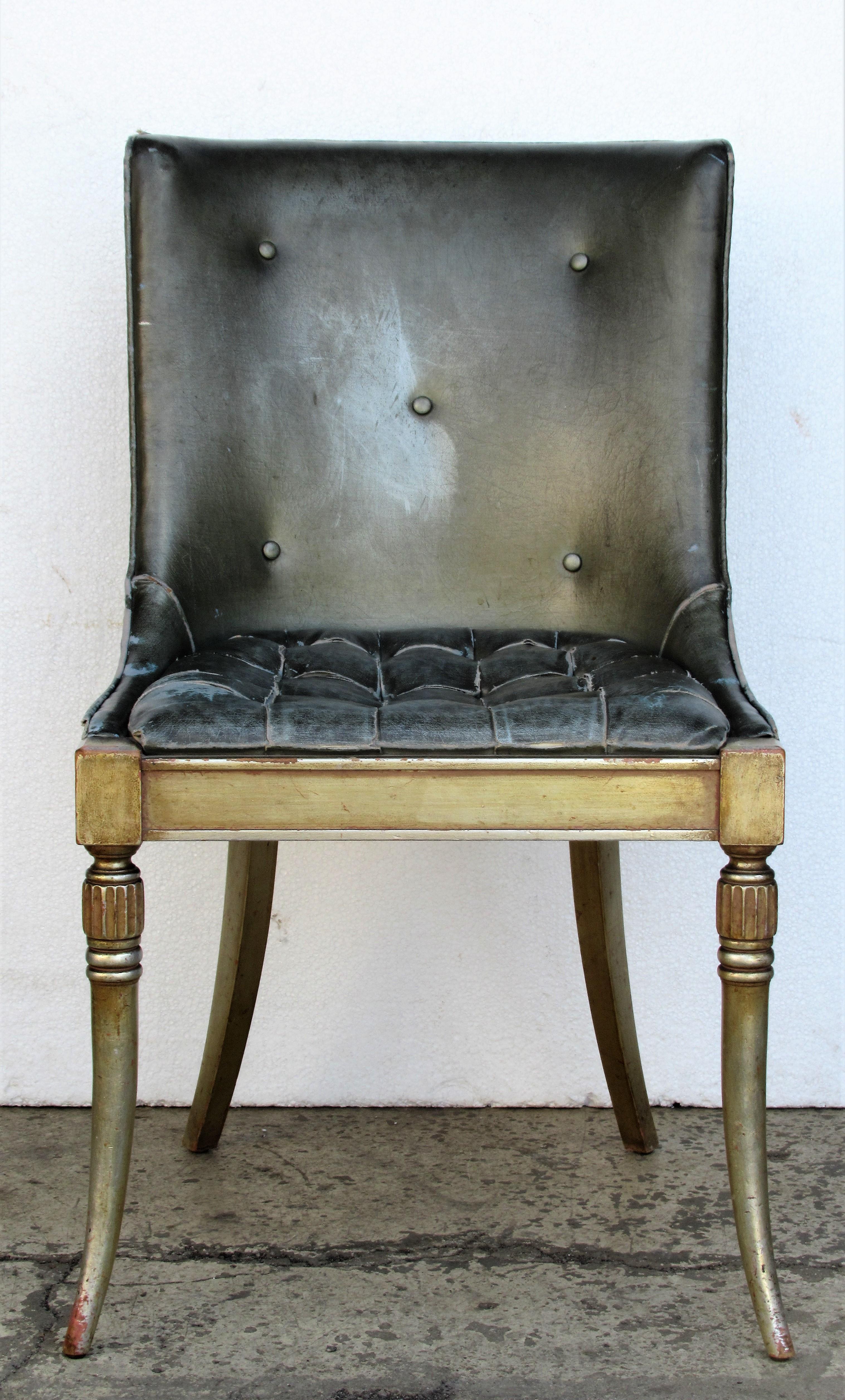 Sleek 1940s Regency Silver Leaf Chair 10