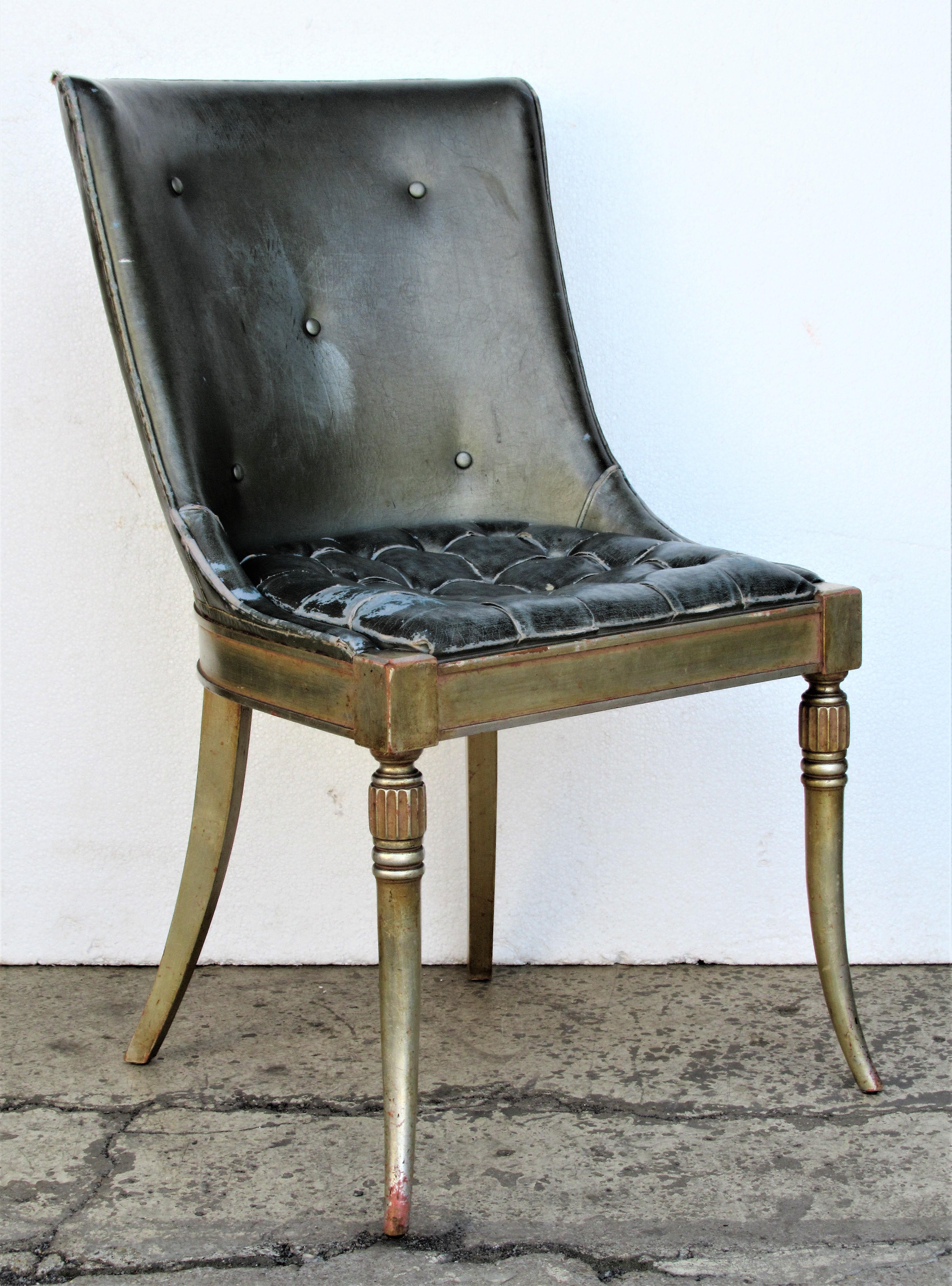 Sleek 1940s Regency Silver Leaf Chair In Good Condition In Rochester, NY