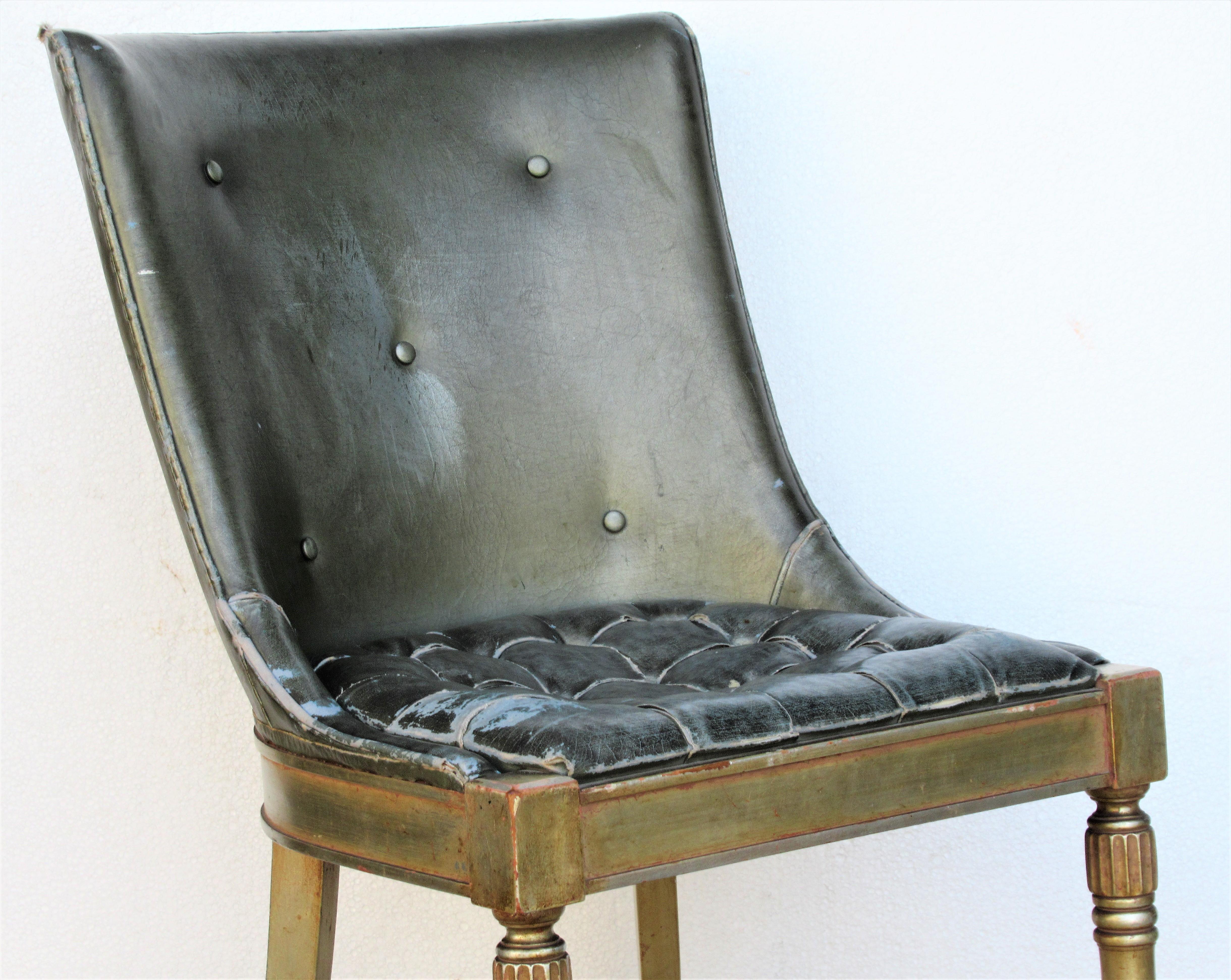 20th Century Sleek 1940s Regency Silver Leaf Chair