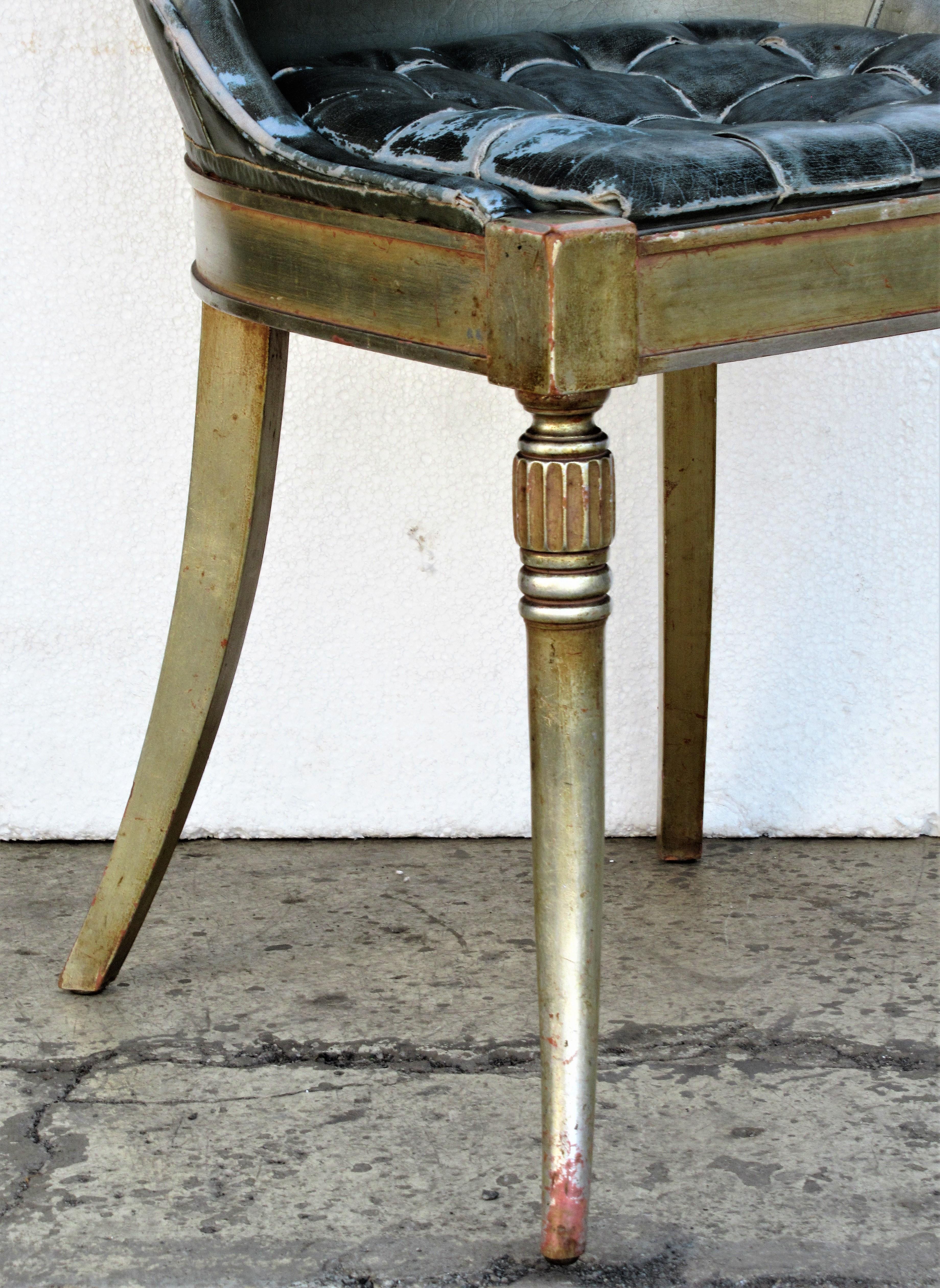 Sleek 1940s Regency Silver Leaf Chair 1