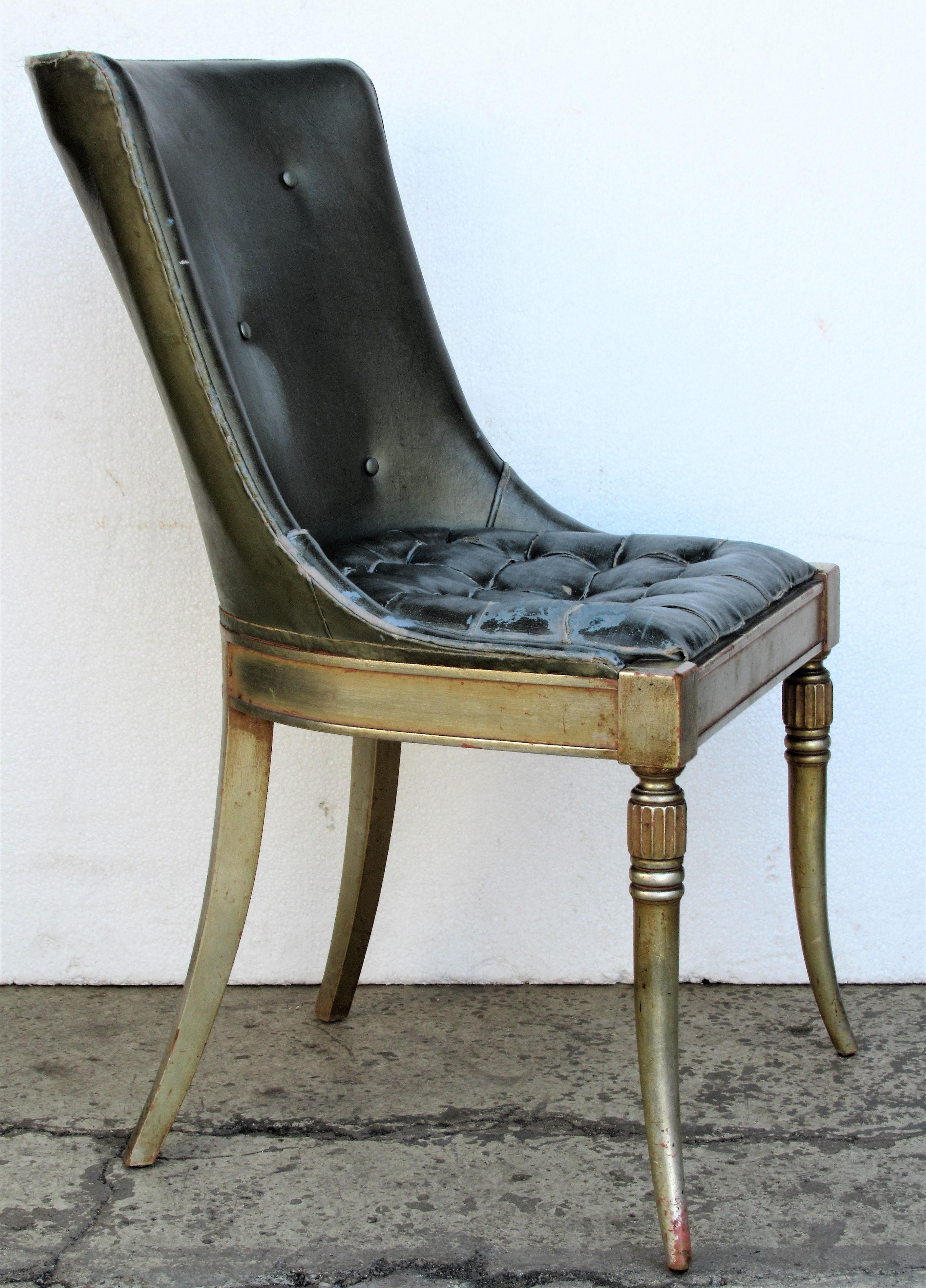 Sleek 1940s Regency Silver Leaf Chair 3