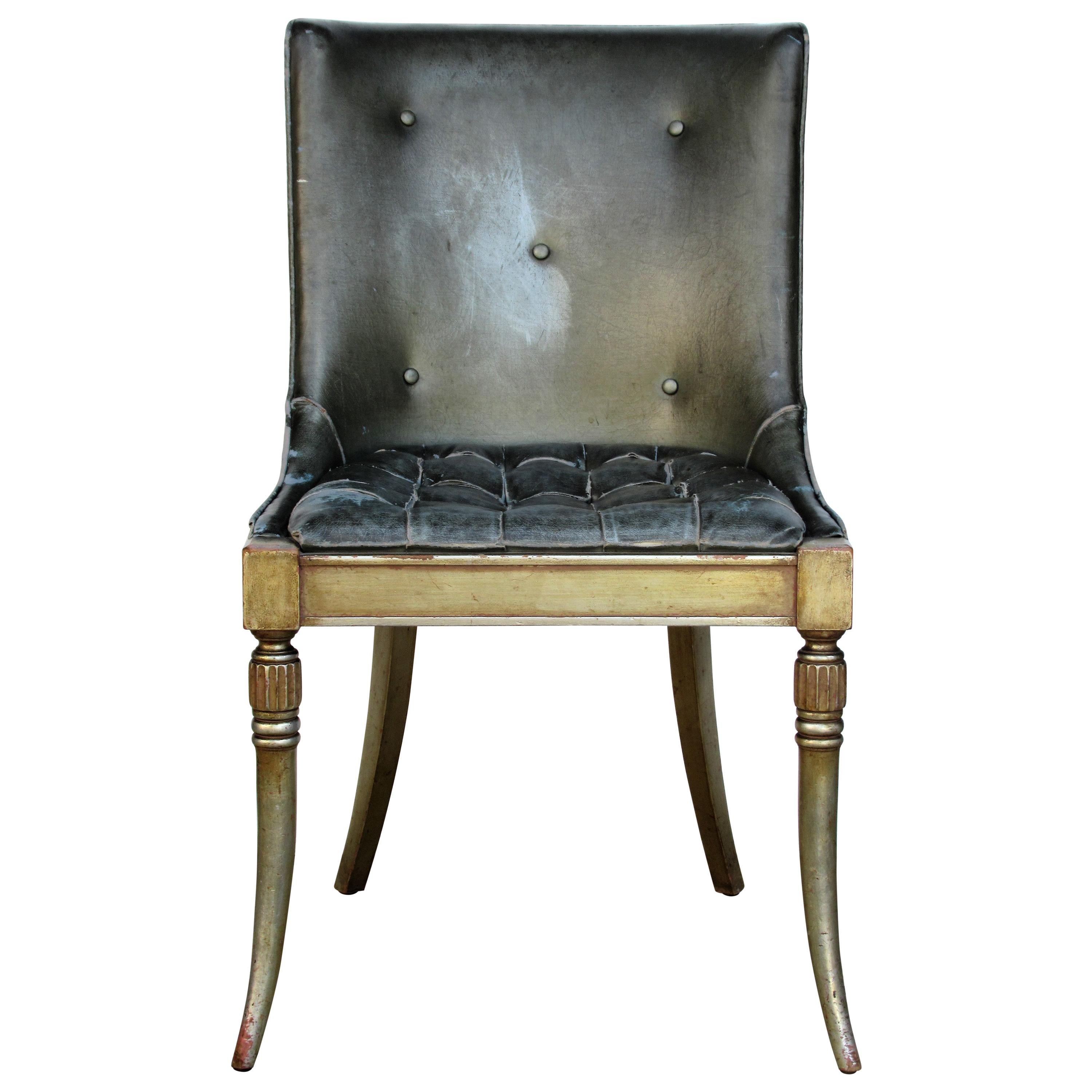 Sleek 1940s Regency Silver Leaf Chair