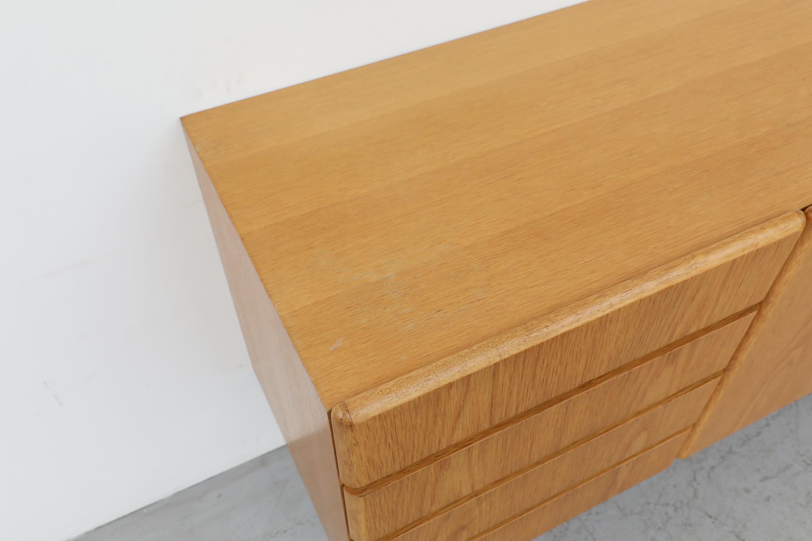 Sleek 70's Floating Wall Mount Oak Credenza 4