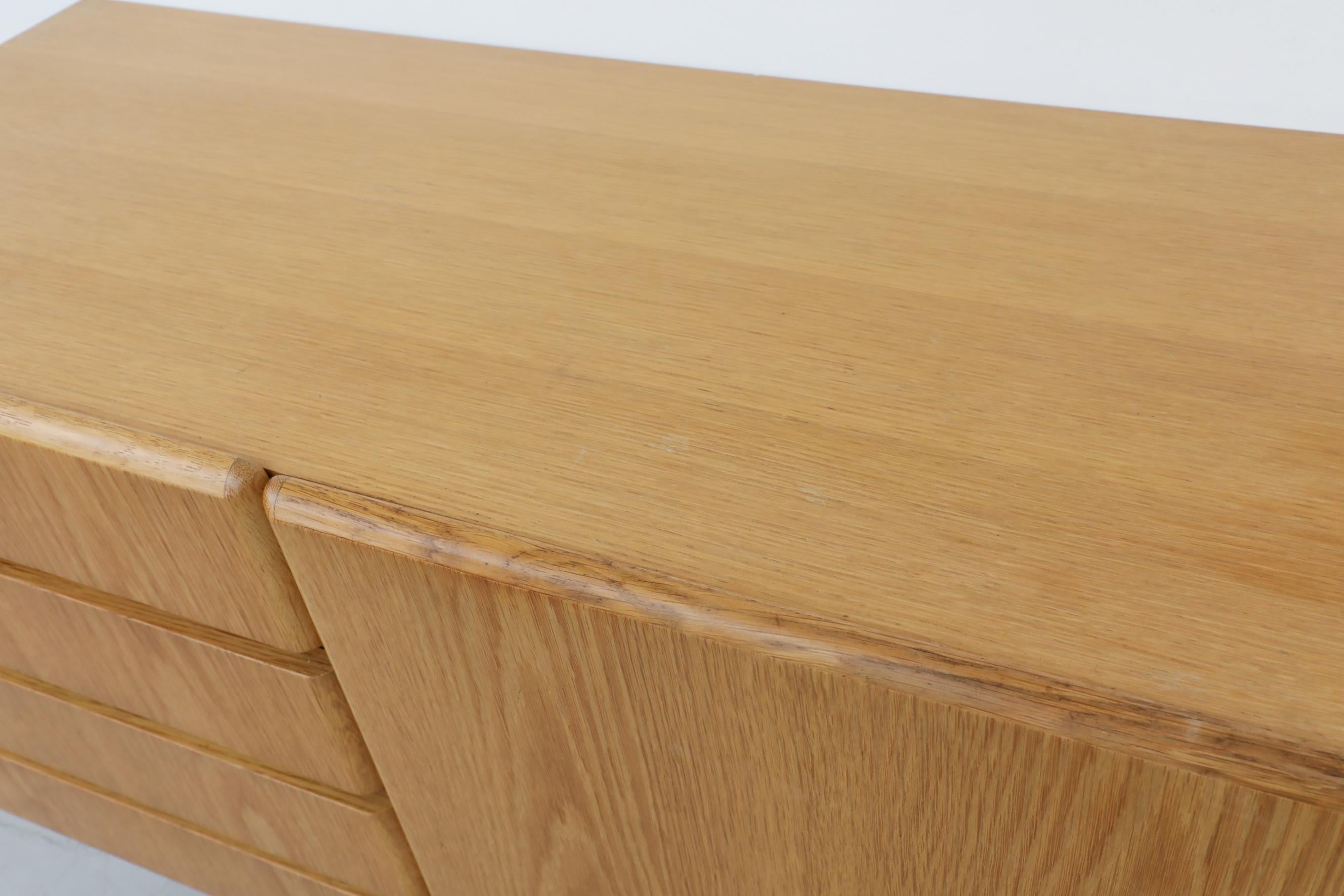 Sleek 70's Floating Wall Mount Oak Credenza 5