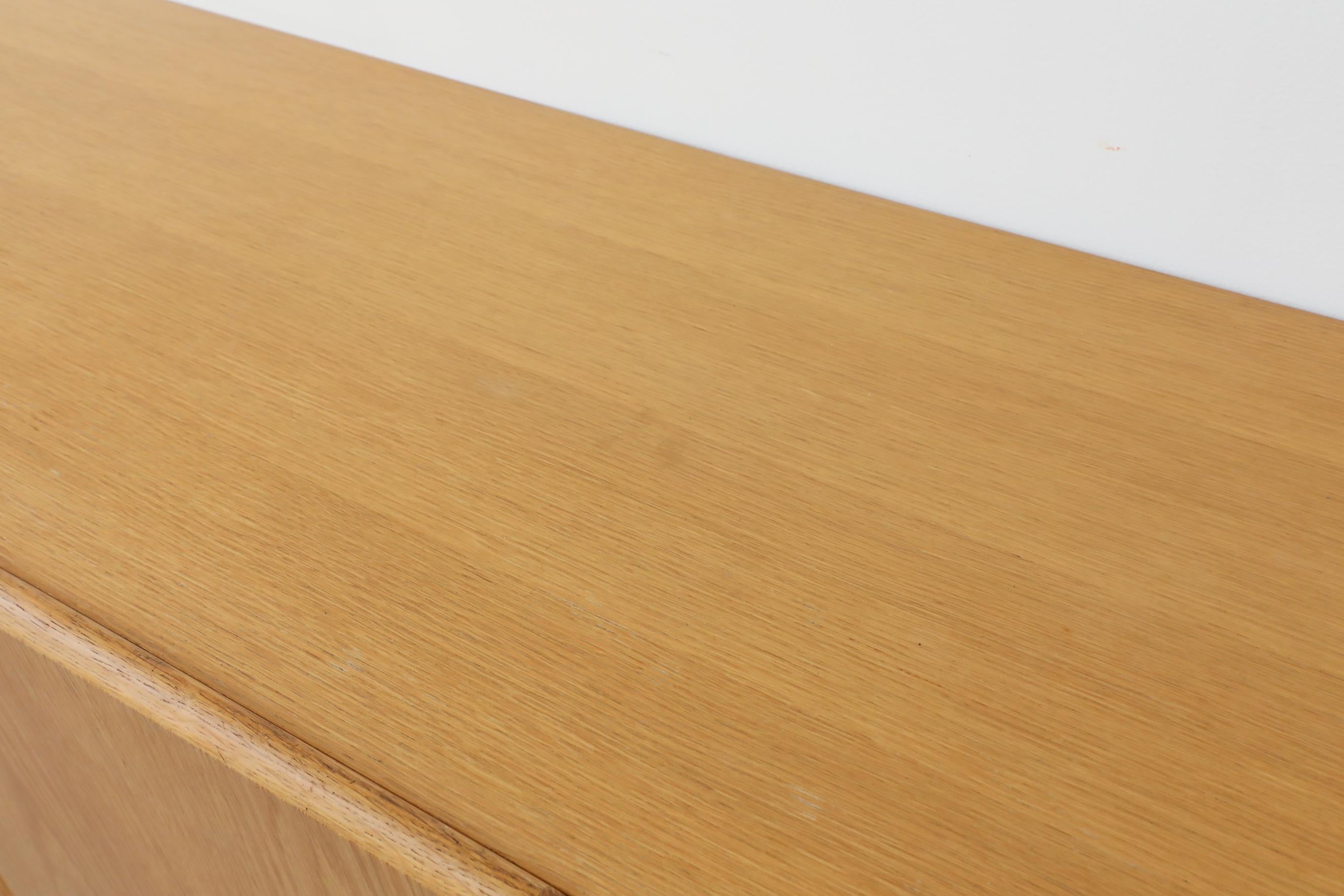 Sleek 70's Floating Wall Mount Oak Credenza 6