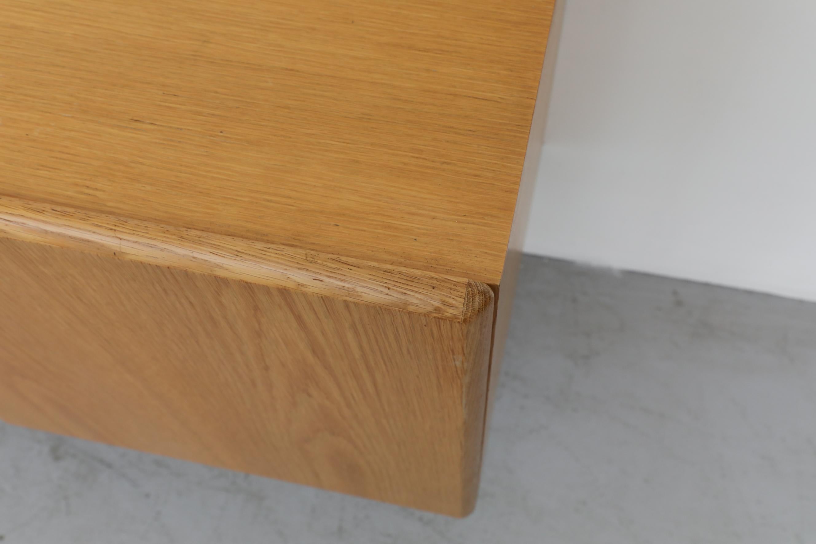 Sleek 70's Floating Wall Mount Oak Credenza 7