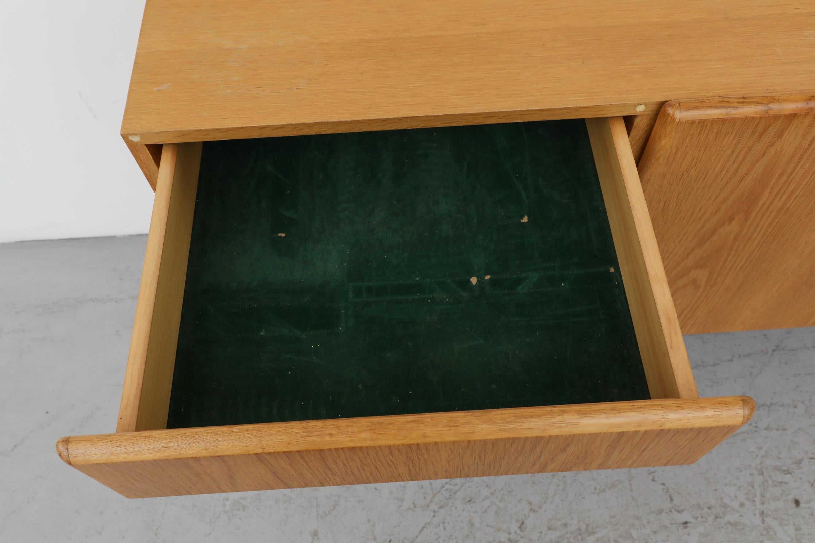 Sleek 70's Floating Wall Mount Oak Credenza 9