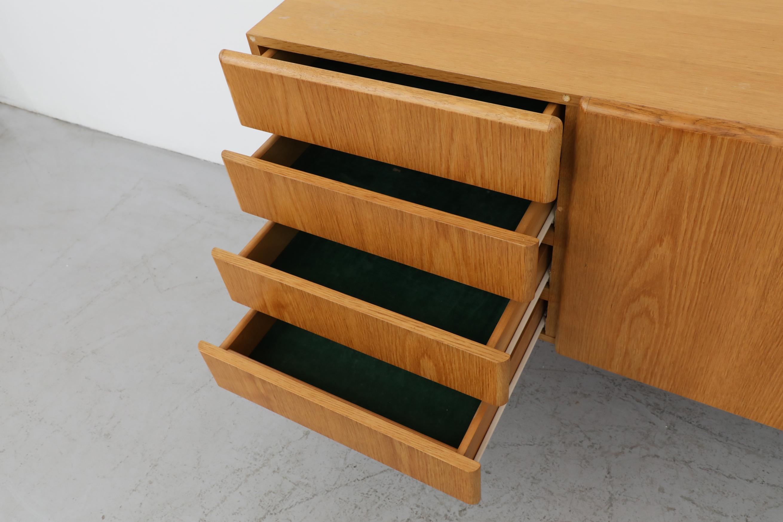 Sleek 70's Floating Wall Mount Oak Credenza 10
