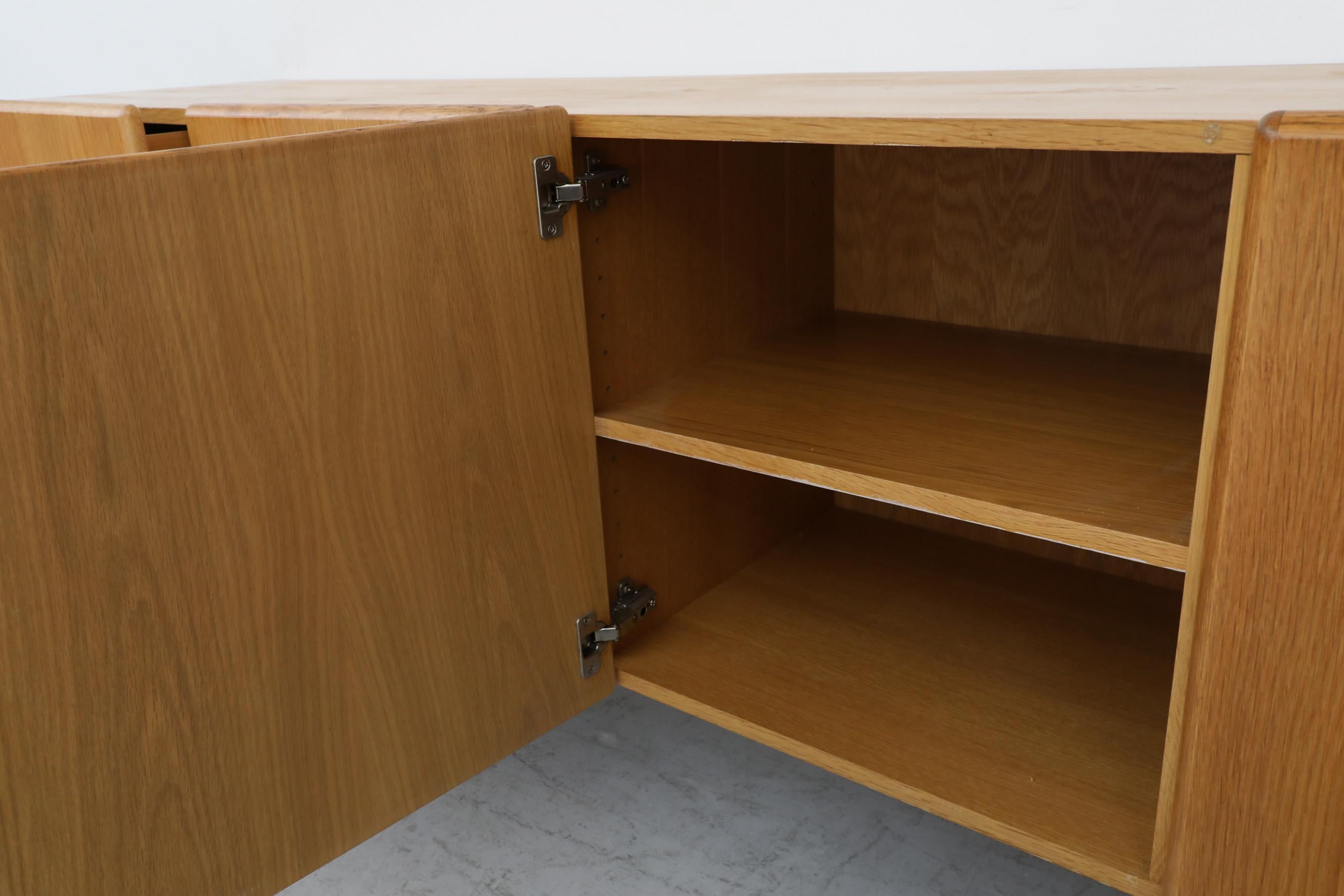 Sleek 70's Floating Wall Mount Oak Credenza 13