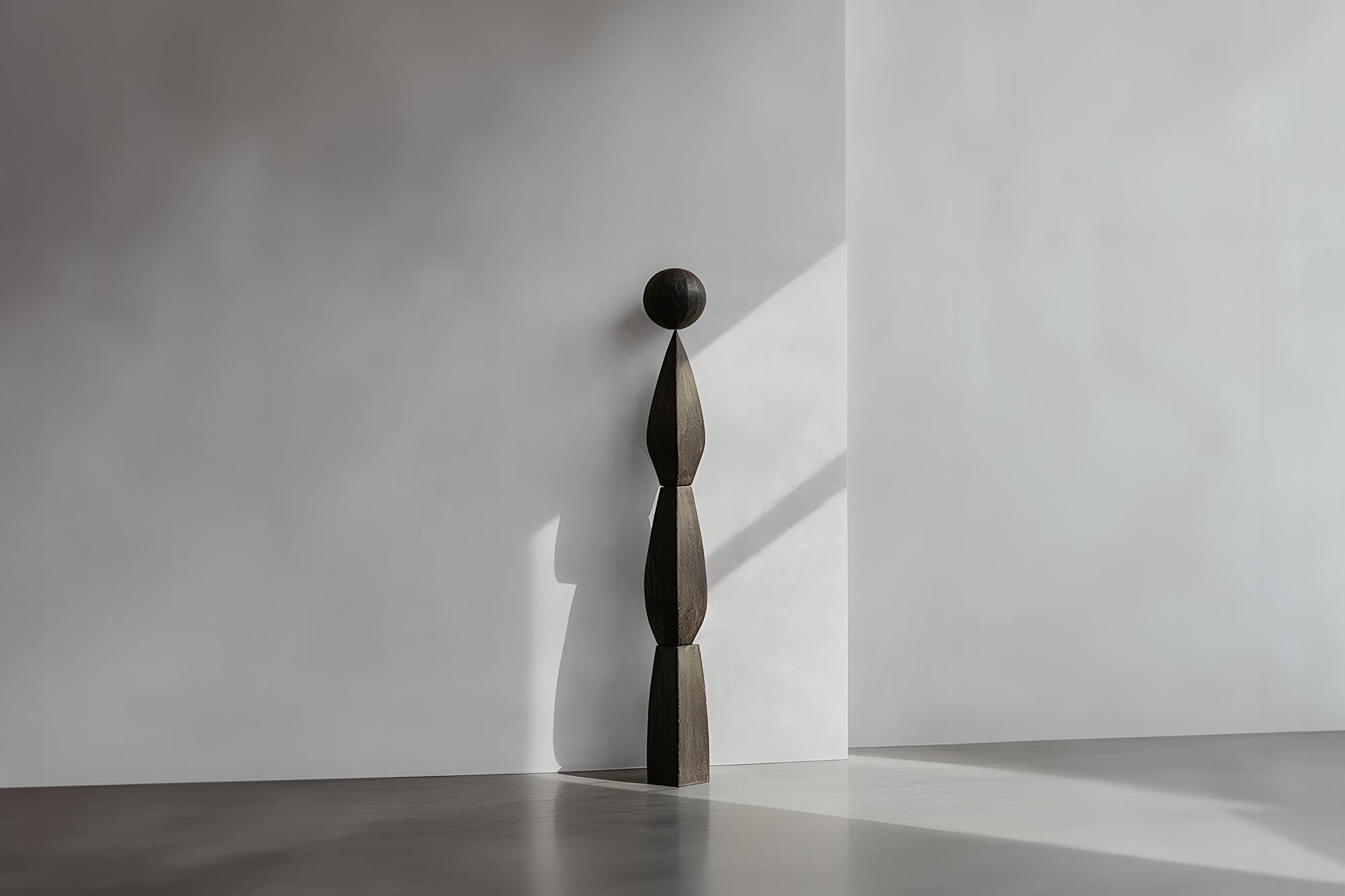 Sleek Abstract Sculpture in Burned Oak, Still Stand No82 by NONO
——


Joel Escalona's wooden standing sculptures are objects of raw beauty and serene grace. Each one is a testament to the power of the material, with smooth curves that flow into one