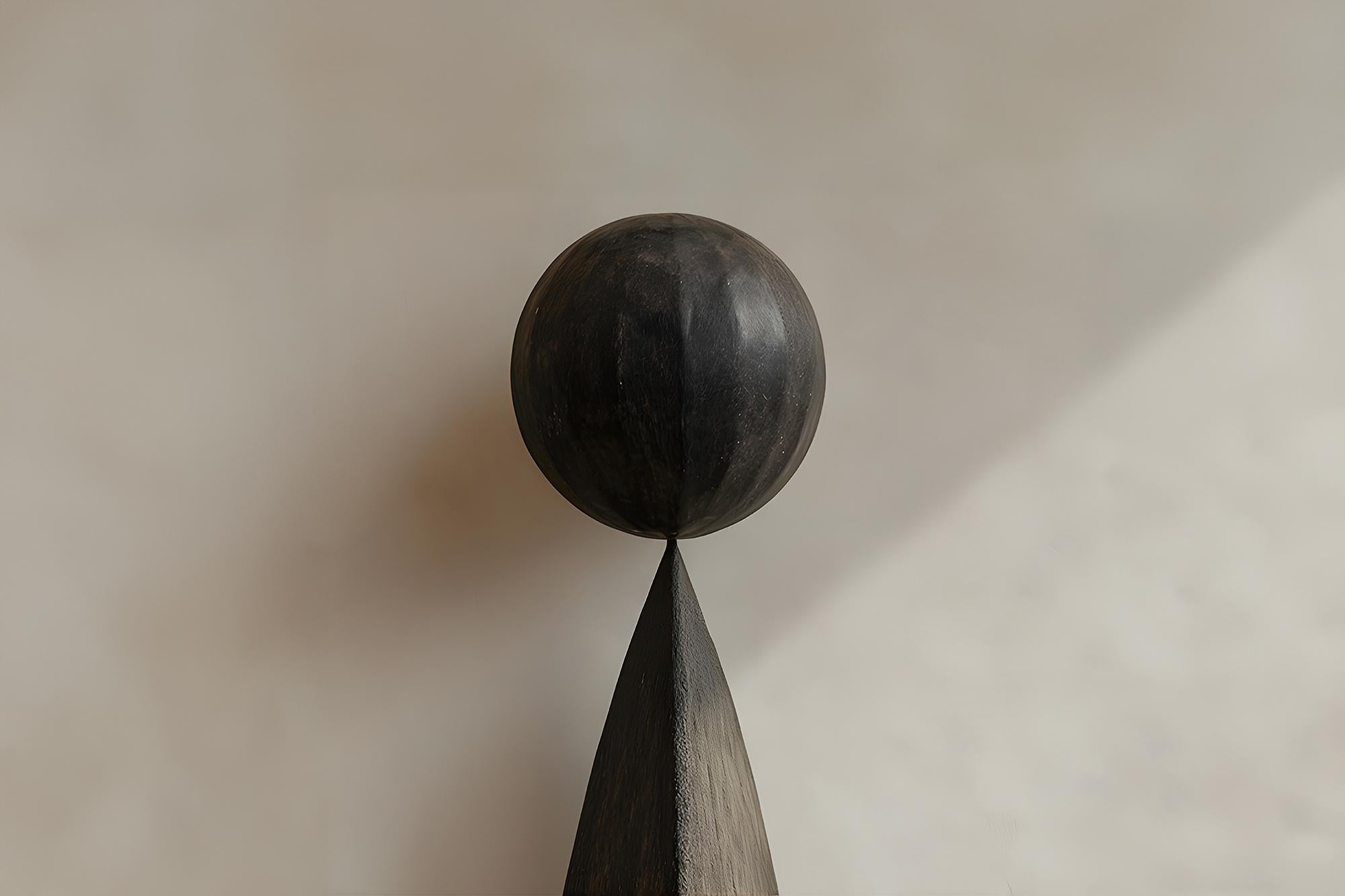 Brutalist Sleek Abstract Sculpture in Burned Oak, Still Stand No82 by NONO For Sale