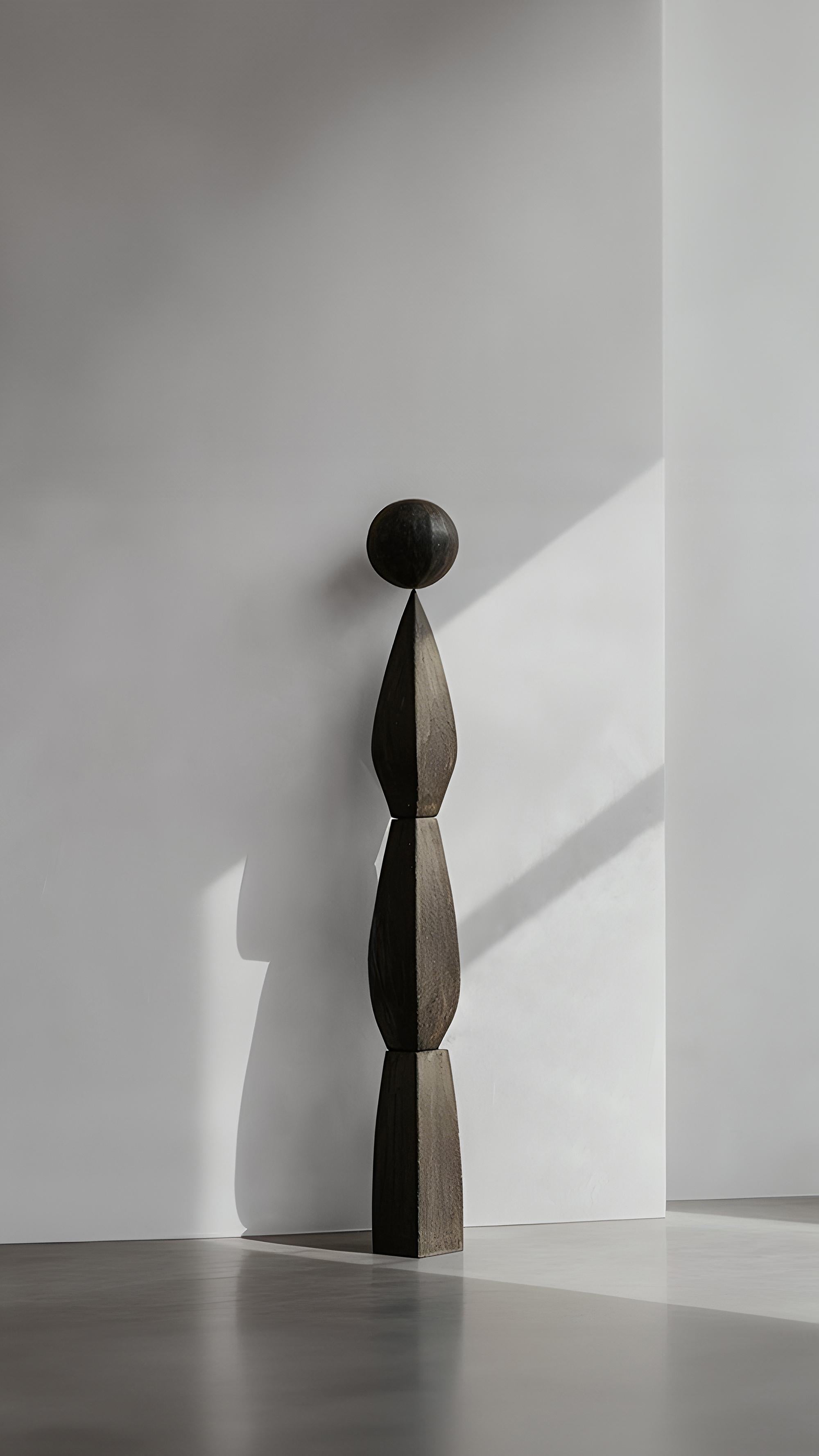 Hand-Crafted Sleek Abstract Sculpture in Burned Oak, Still Stand No82 by NONO For Sale
