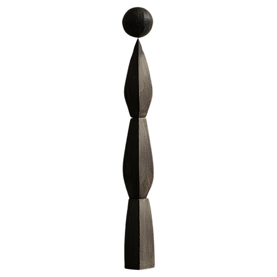 Sleek Abstract Sculpture in Burned Oak, Still Stand No82 by NONO