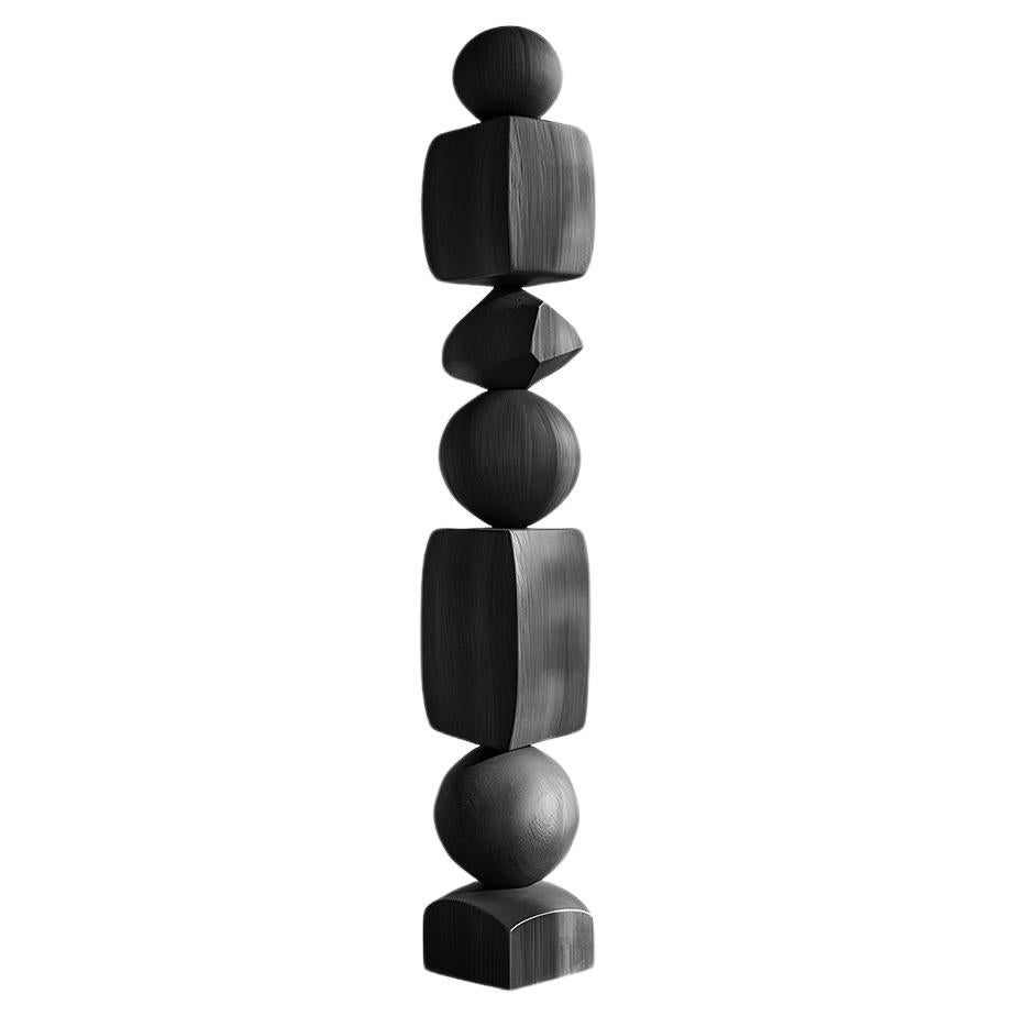 Sleek and Dark Design in Black Solid Wood Totem, Still Stand No87 For Sale