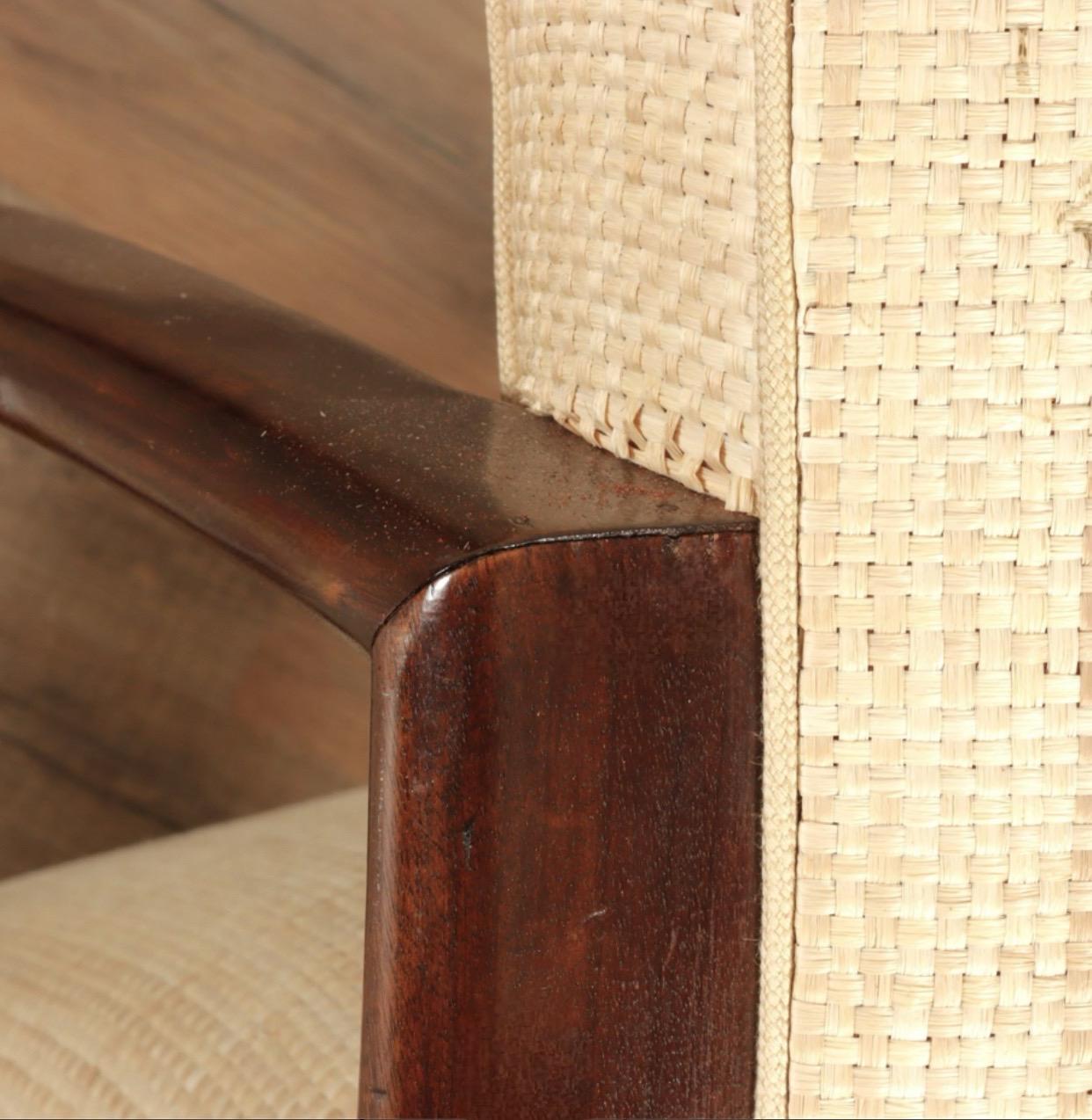 Fauteuils Art déco en érable foncé et raphia tissé sinueux Bon état - En vente à Chicago, IL