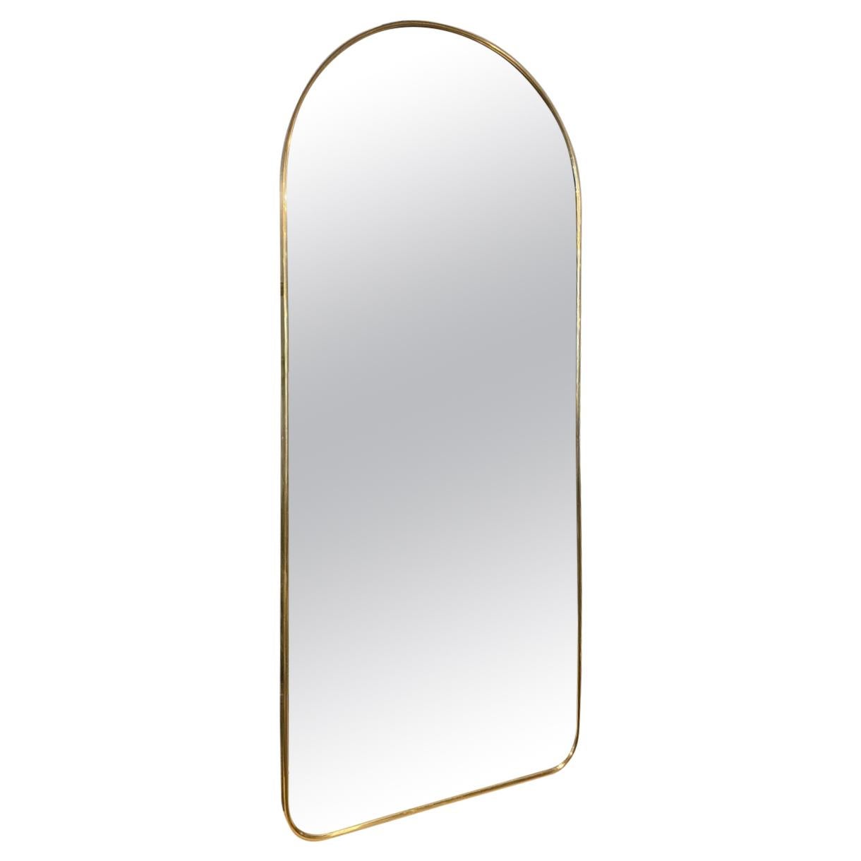 Sleek Archway Brass Mirror-Midcentury, Italy