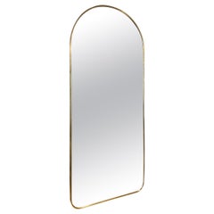 Vintage Sleek Archway Brass Mirror-Midcentury, Italy