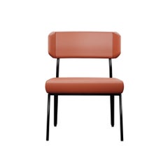 Sleek armchair Dih with Coral leather handcrafted by Murmurio