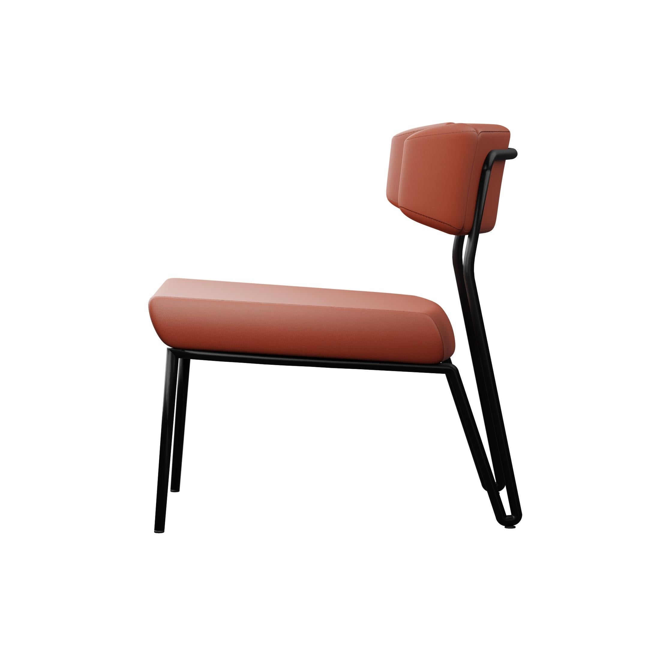 Minimaliste Sleek armchair Dih with Coral leather handcrafted by Murmurio en vente