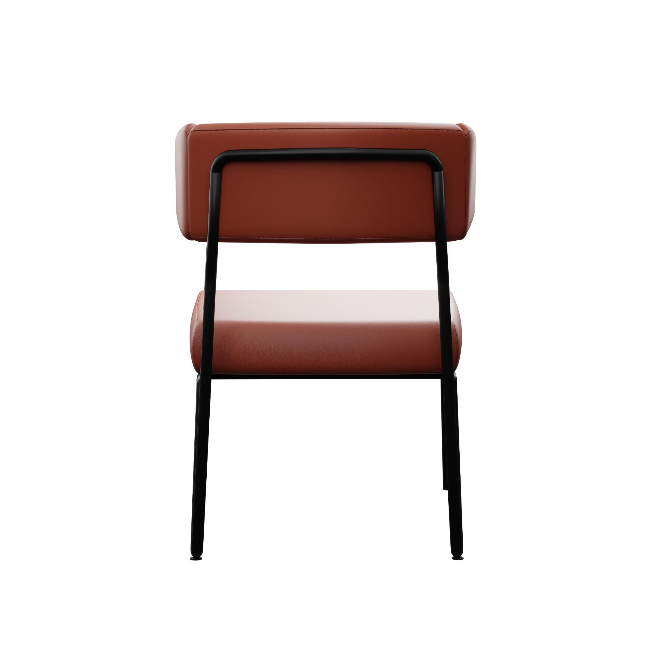 Portugais Sleek armchair Dih with Coral leather handcrafted by Murmurio en vente