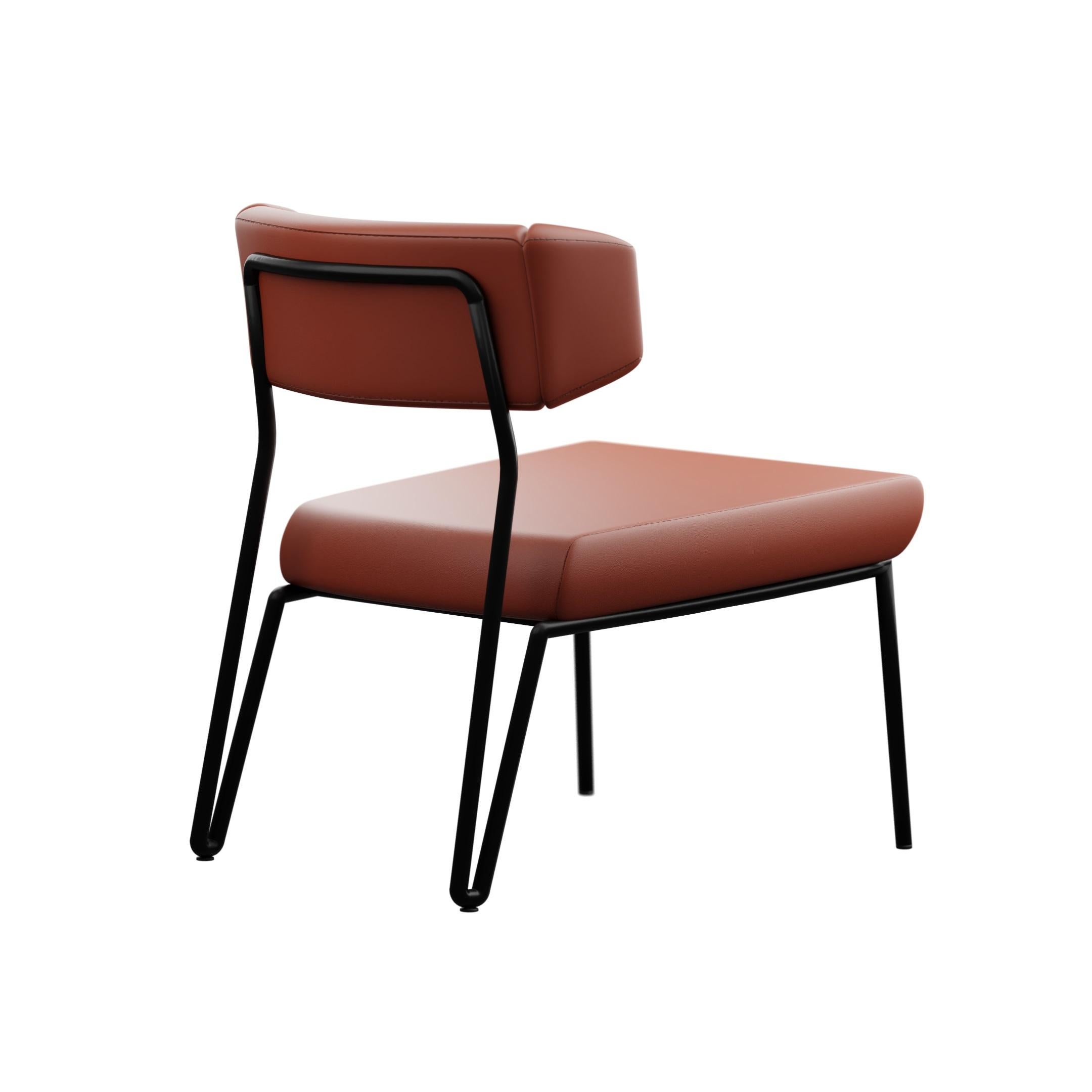 Ferronnerie Sleek armchair Dih with Coral leather handcrafted by Murmurio en vente