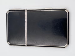 Sleek Art Deco Black Enamel Ladies Cigarette Case and Compact, Richard Hudnut