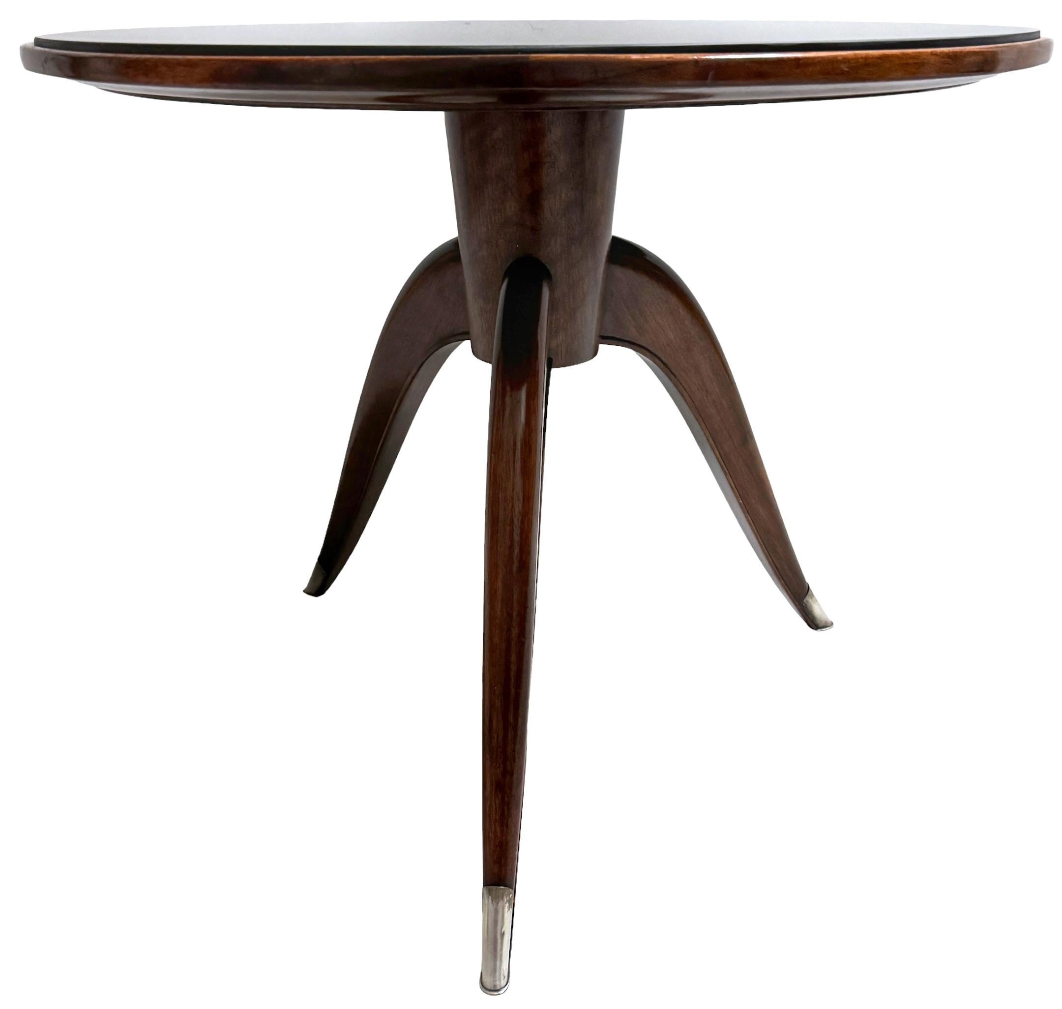 Noirci Table d'appoint circulaire élégante Art déco  dans le style de Ruhlmann en vente
