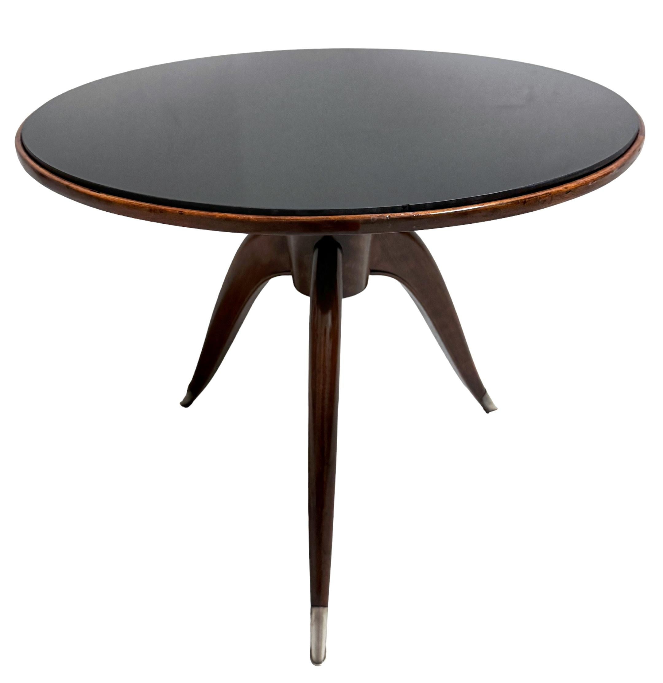French Sleek Art Deco Circular Side Table  in the Style of Ruhlmann For Sale