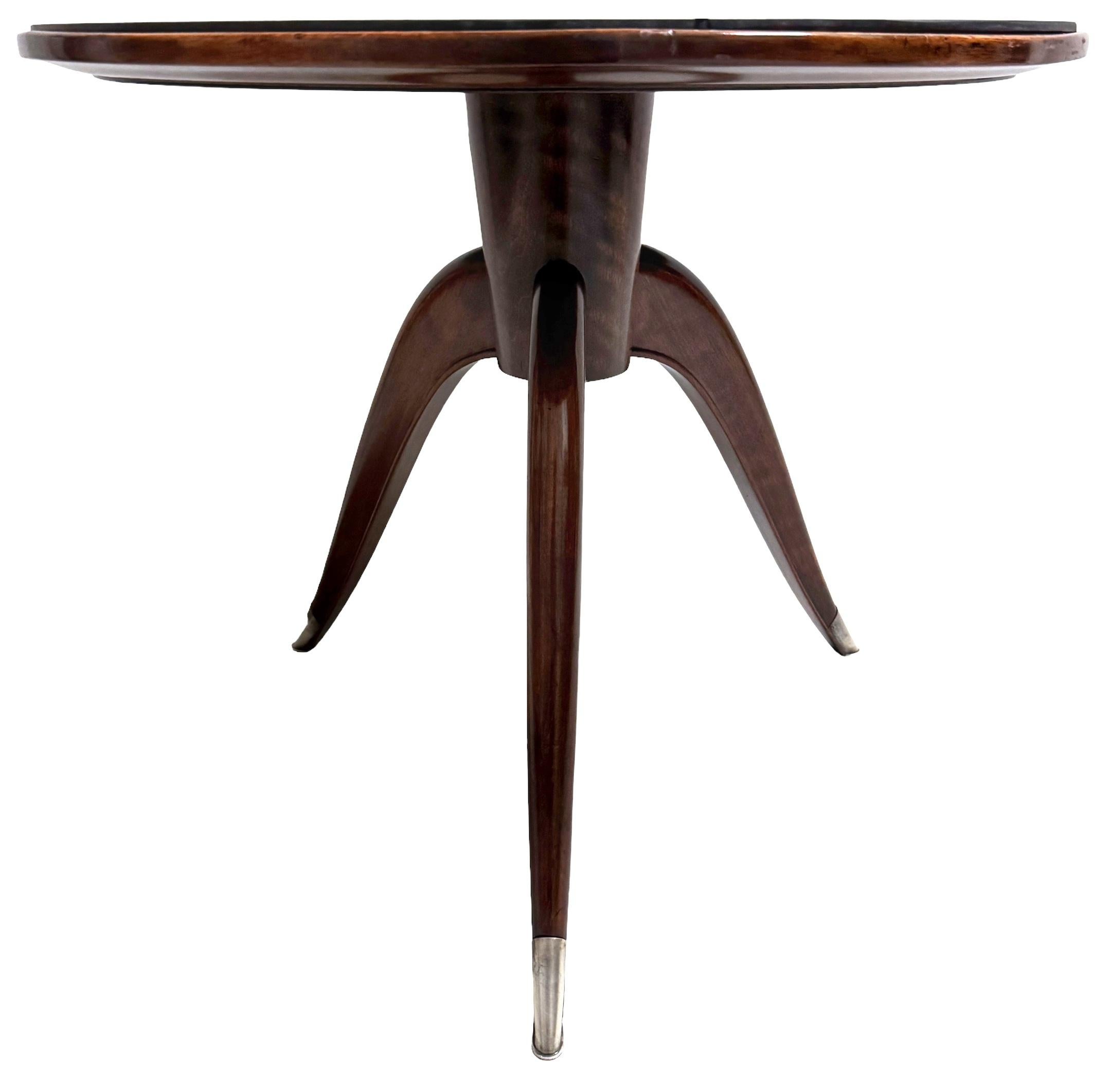 Blackened Sleek Art Deco Circular Side Table  in the Style of Ruhlmann For Sale