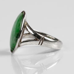 Sleek Art Deco Jade Ring Certified Untreated