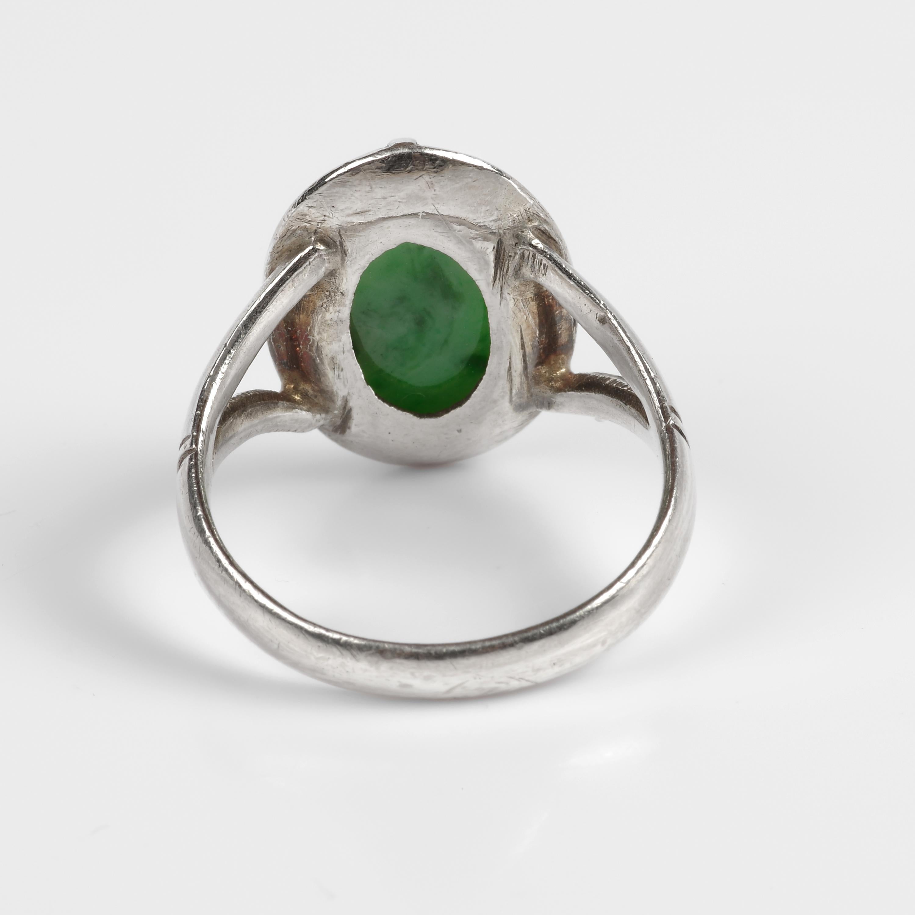 Women's or Men's Sleek Art Deco Jade Ring Certified Untreated