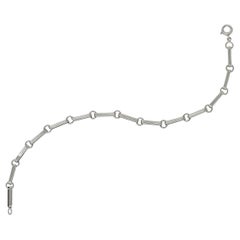Sleek Art Deco Platinum Bar Link Charm Bracelet