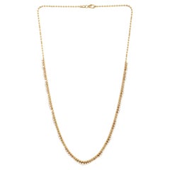 Elegante Collar De Cadena De Bolas Con Diamantes De Oro Amarillo De 14k