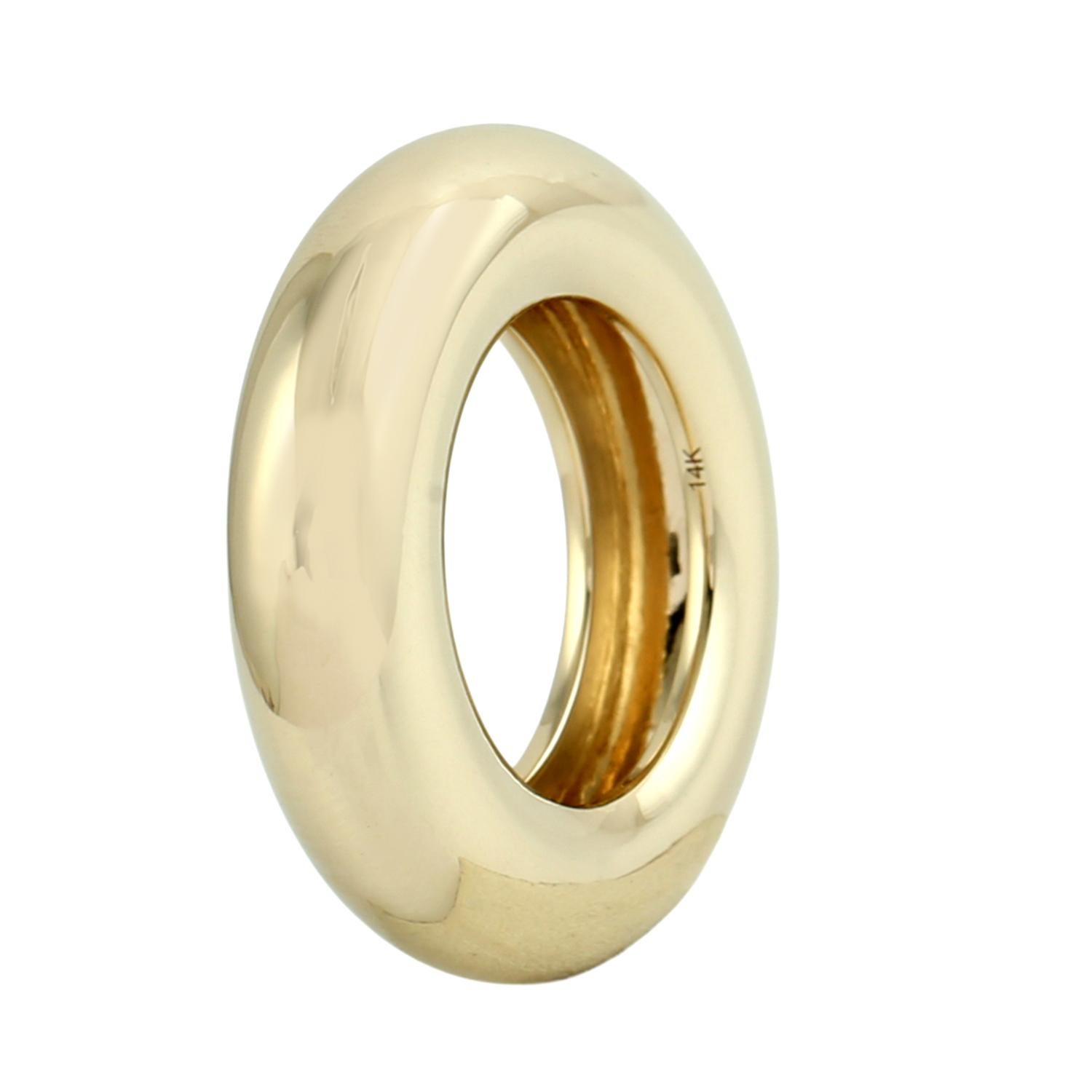 Taglio misto Anello a fascia sottile in oro giallo 14k in vendita