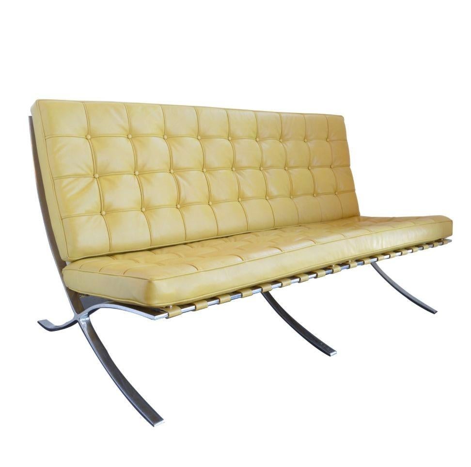 Sleek Barcelona leather sofa, c. 1970's
Dimensions:
31.5