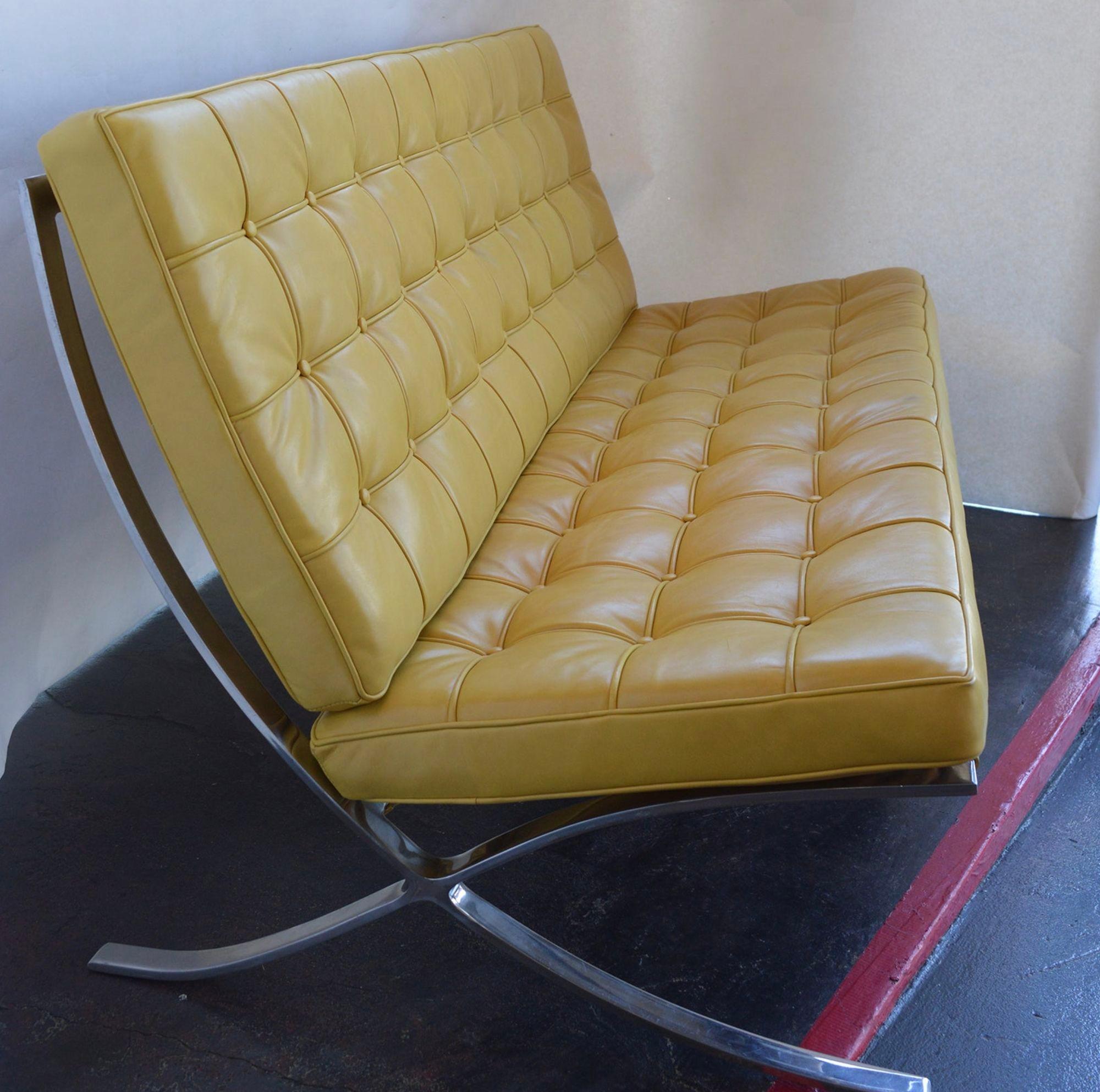 Mid-Century Modern Sleek Barcelona Sofa, c. 1970's For Sale