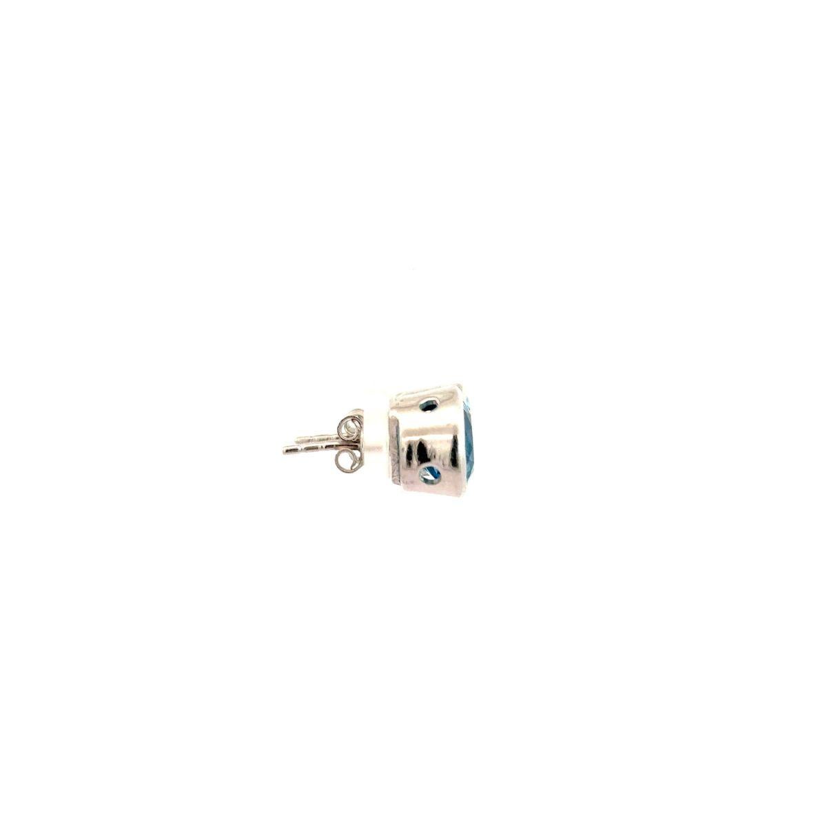 Contemporain Boucles d'oreilles en argent 925 avec solitaire en topaze bleue profonde et taille ronde en vente