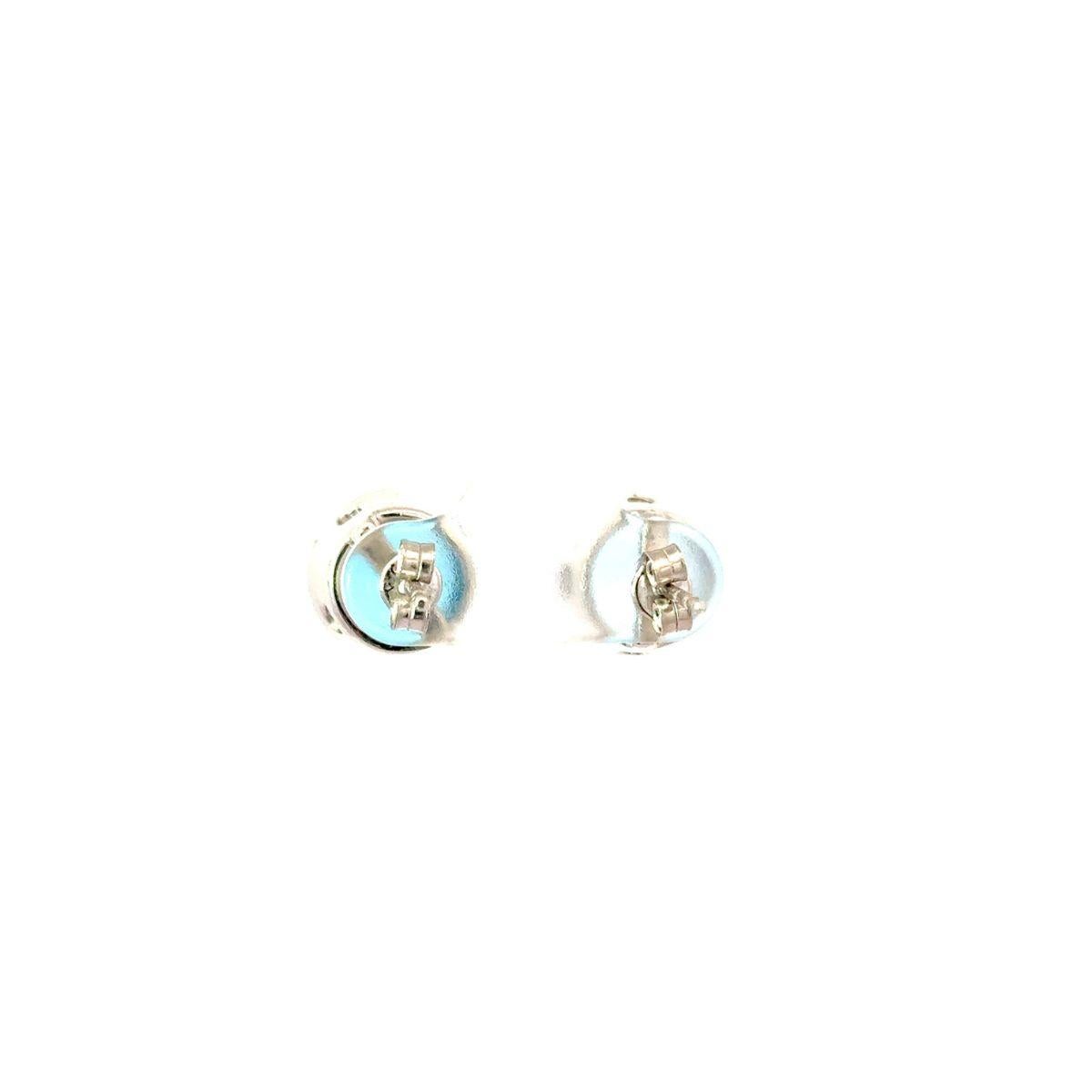 Boucles d'oreilles en argent 925 avec solitaire en topaze bleue profonde et taille ronde Neuf - En vente à New York, NY