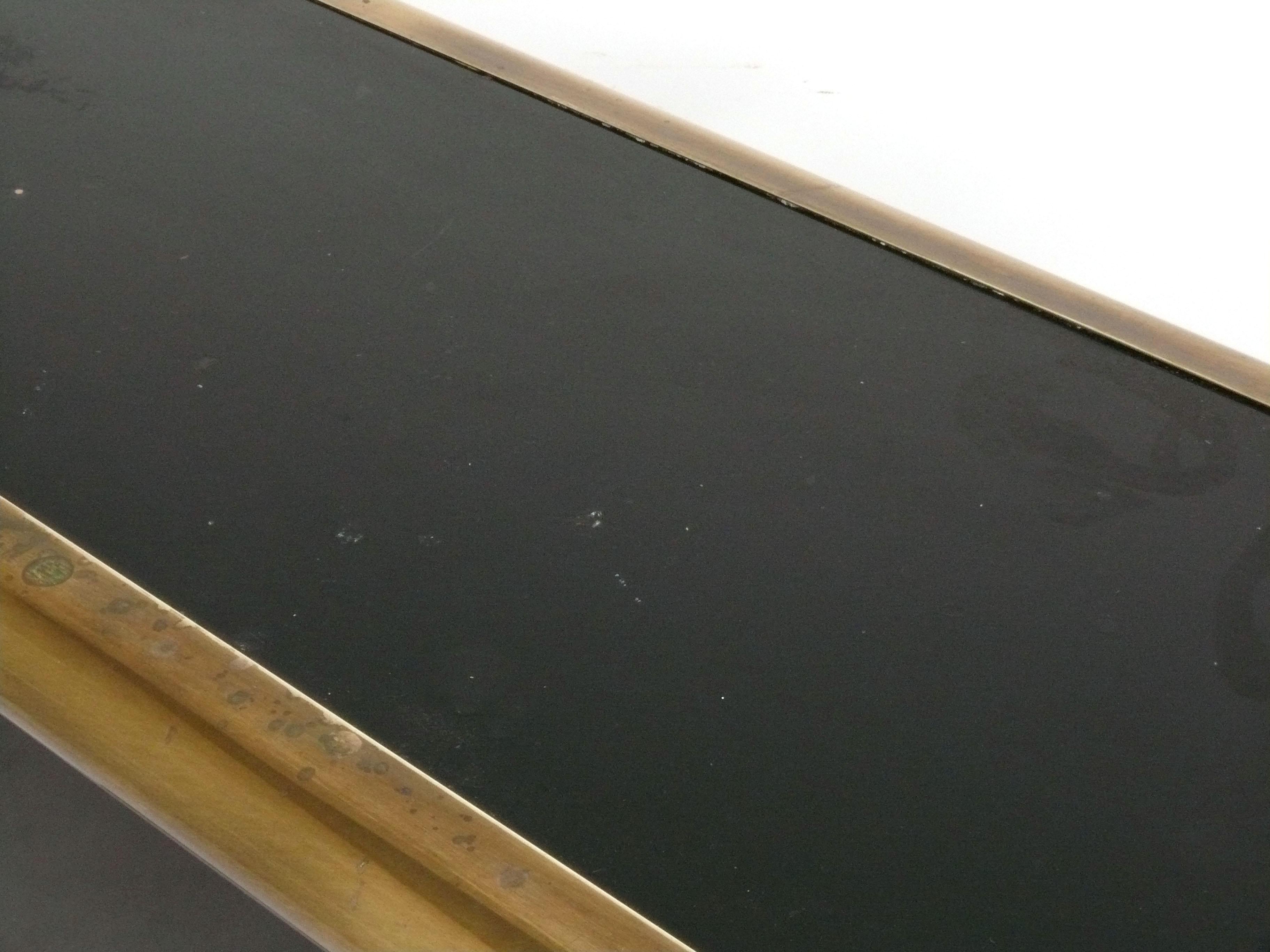 American Sleek Black and Brass Console Table by Mastercraft For Sale